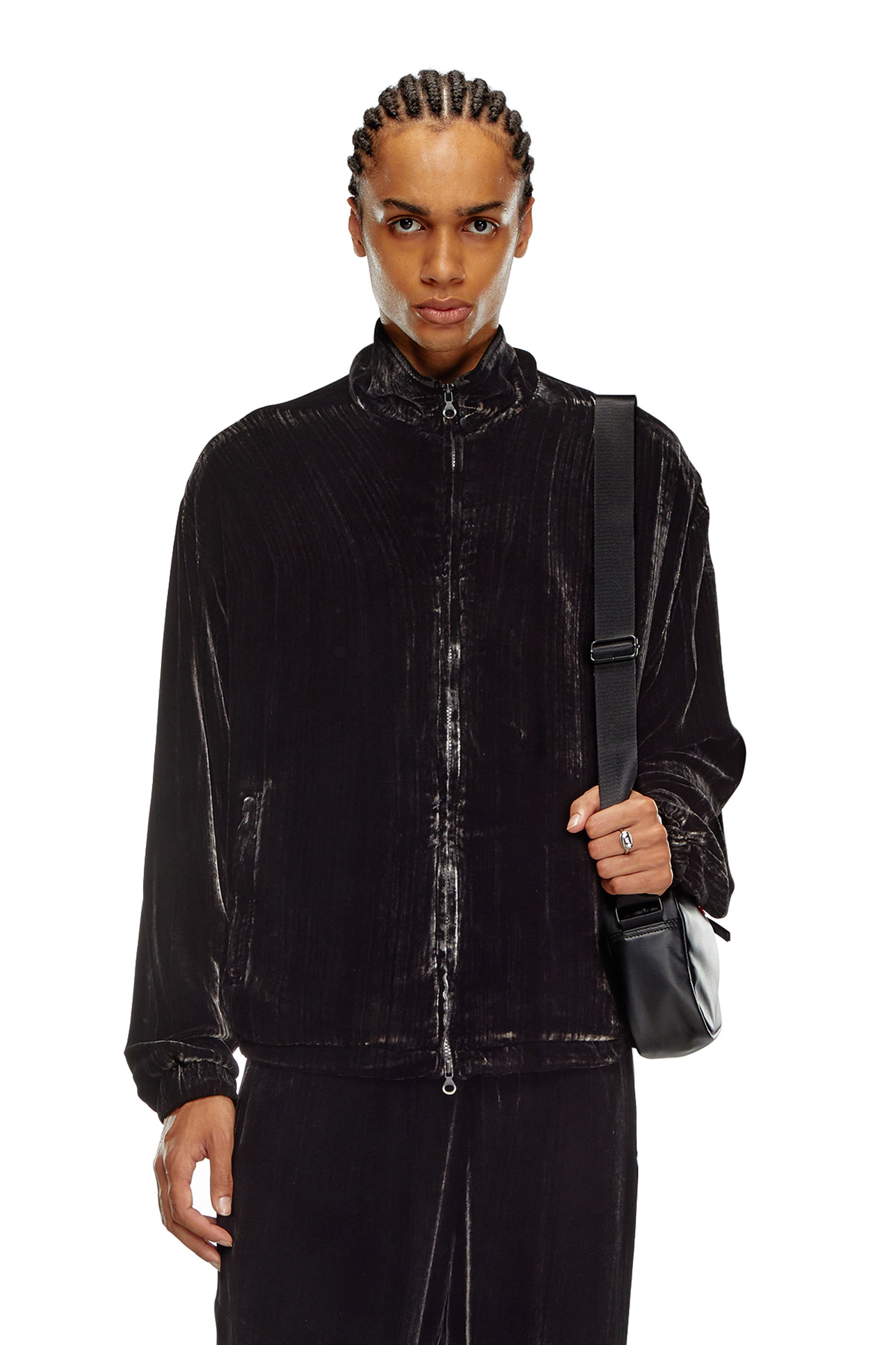 Diesel - J-SALFORD, Man Treated silk-blend velvet jacket in Black - Image 1