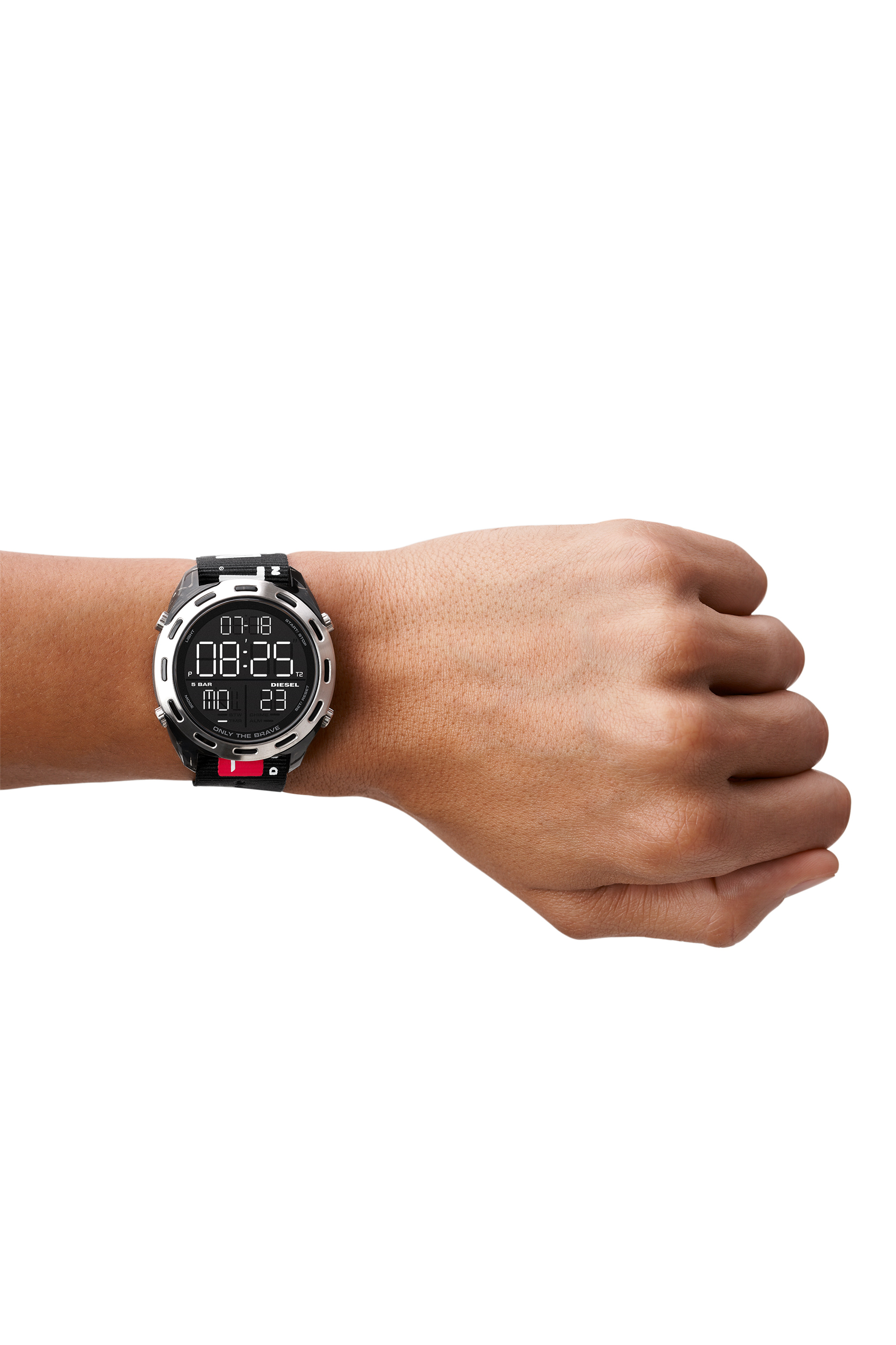 DZ1914 Man: Crusher Digital Black Nylon Watch | Diesel
