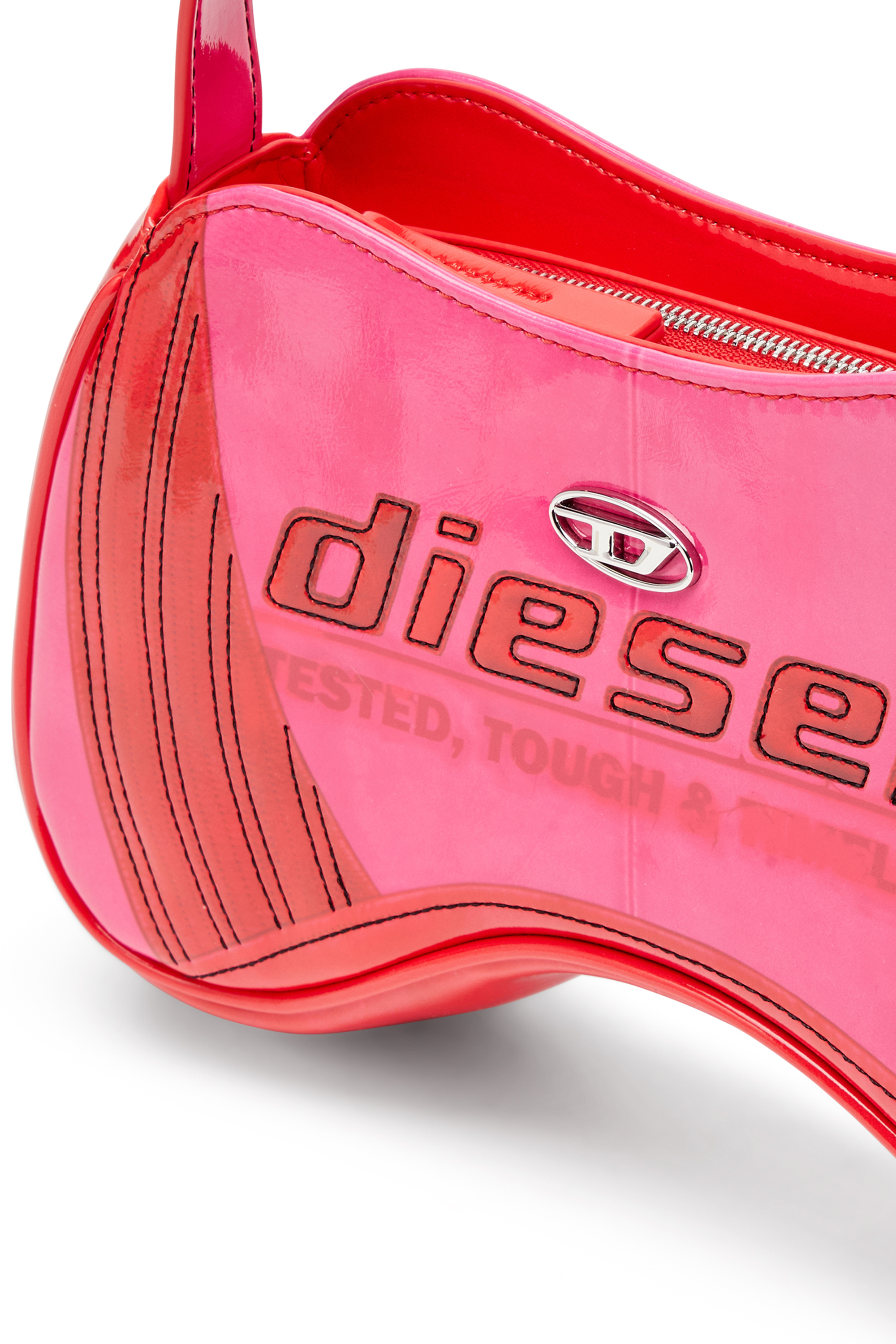 Diesel - PLAY SHOULDER, Bolso de hombro brillante con detalles tipo motorista Mujer in Rosa - 5