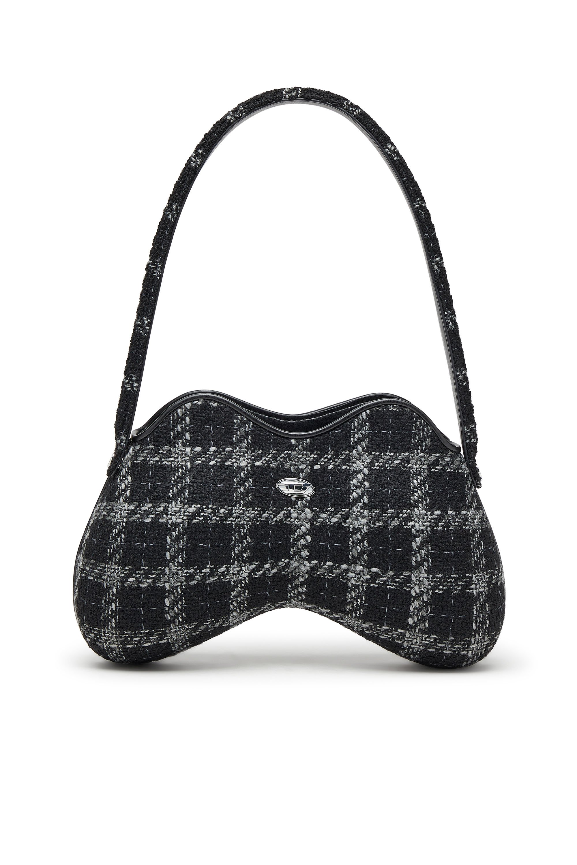 Diesel - DOUBLE-D SHOULDER, Woman's Double-D-Shoulder bag with houndstooth motif in Black - 1