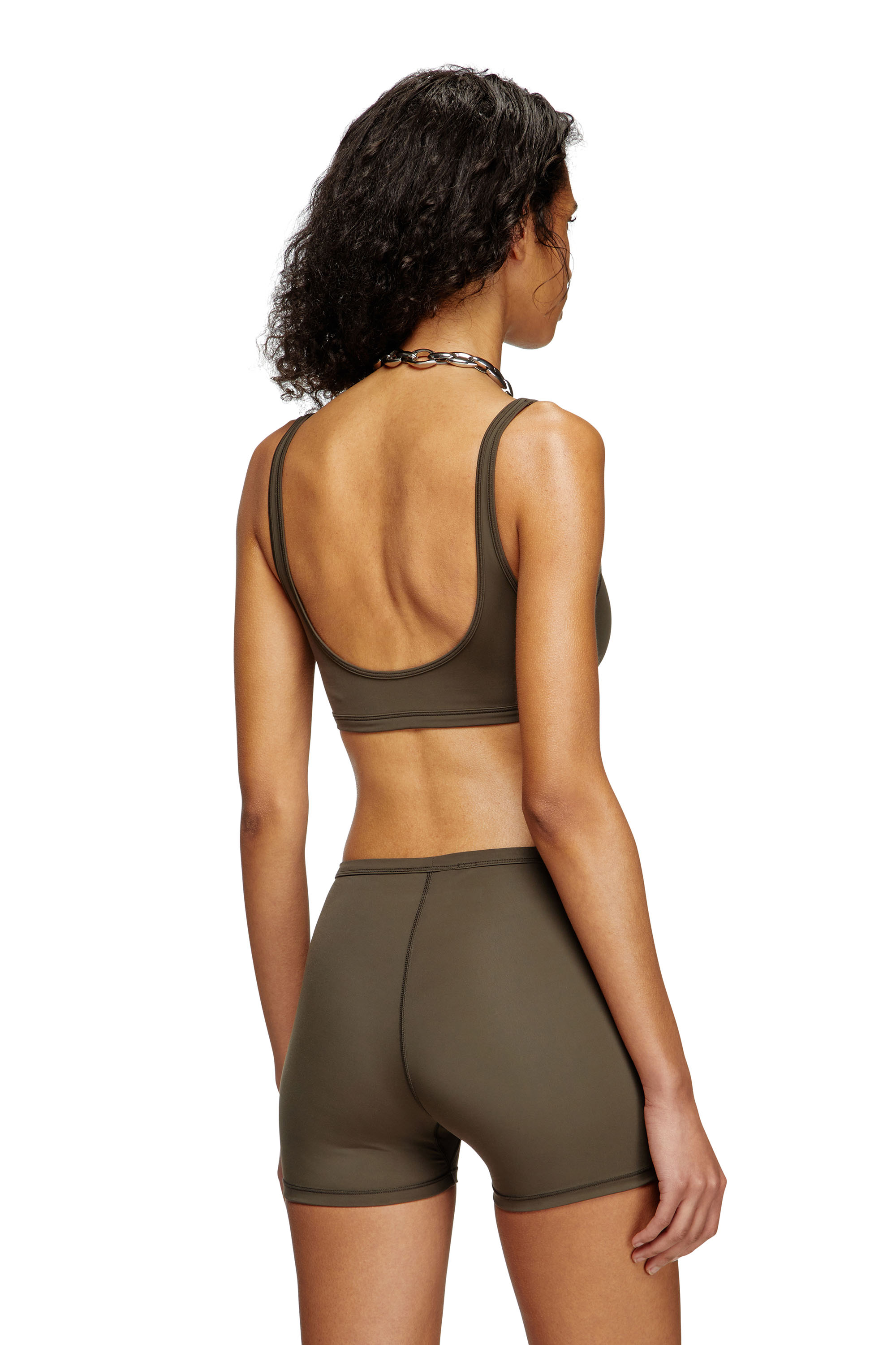 Diesel - CHELSEA-UTLT, Woman's Sports bra with cut-out logo in Brown - 3
