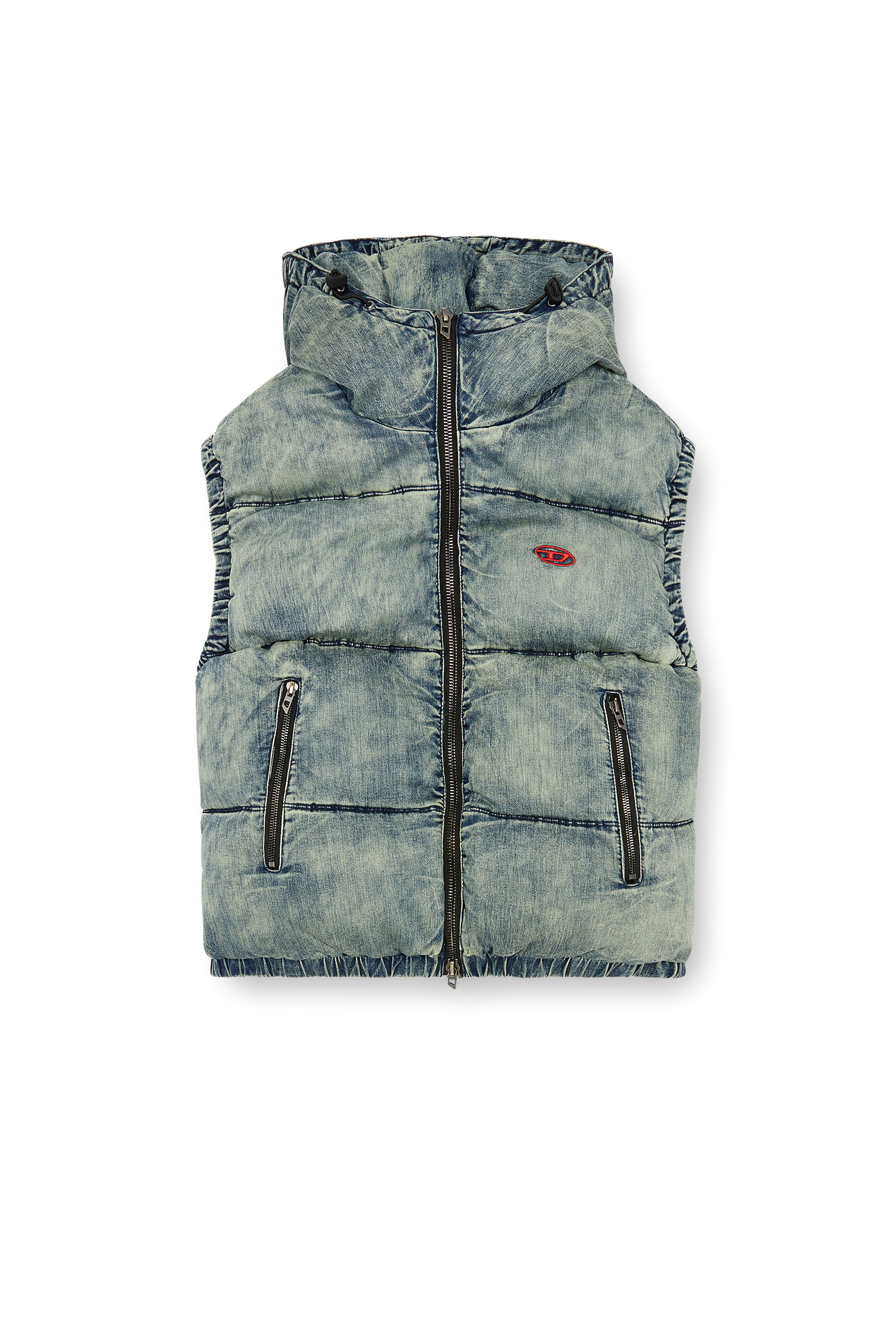 Diesel - W-MONS-SL, Man's Padded vest in faded denim in Blue - 5