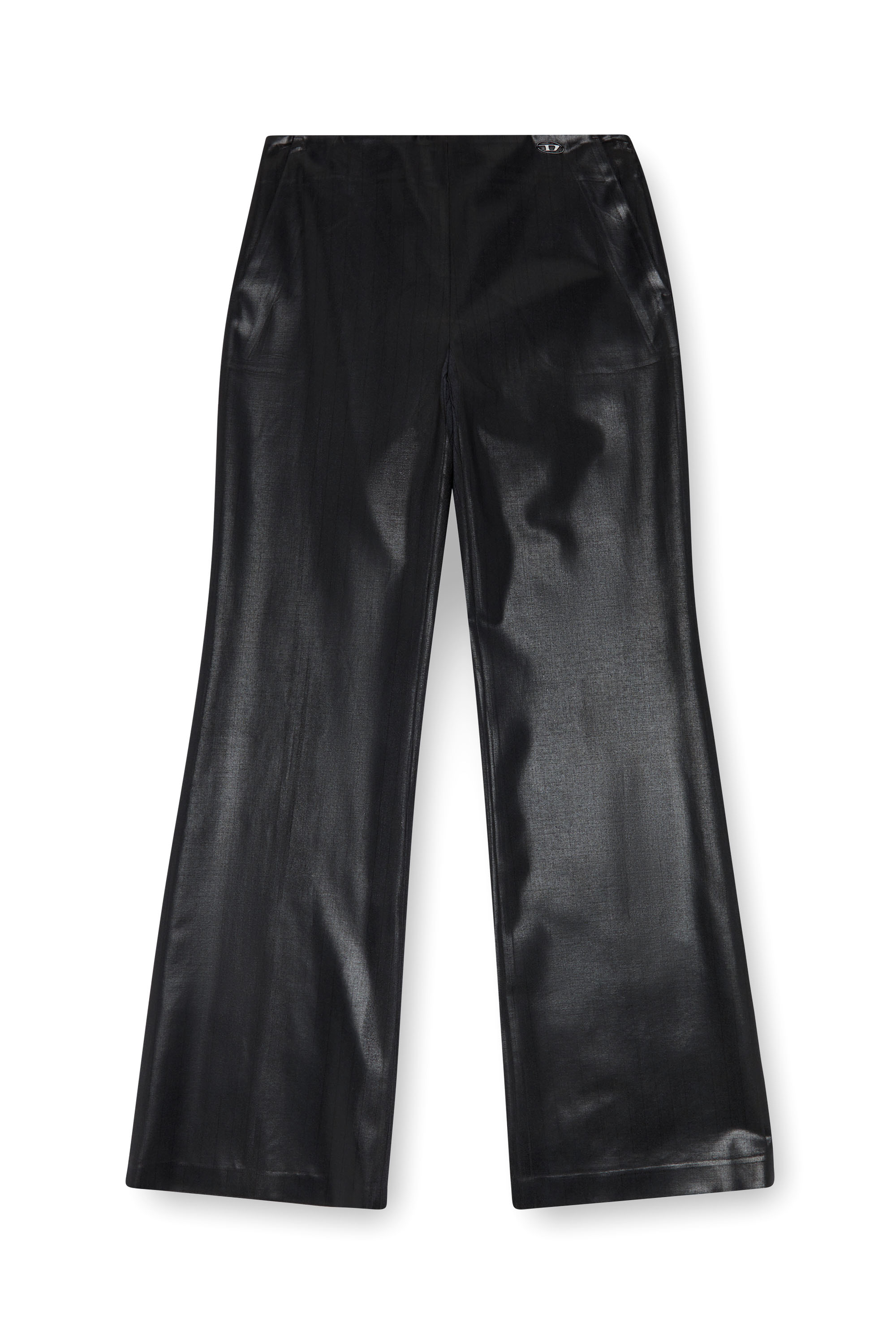 Diesel - P-OLARIS, Mujer Pantalones a rayas finas con parte delantera recubierta in Negro - Image 5