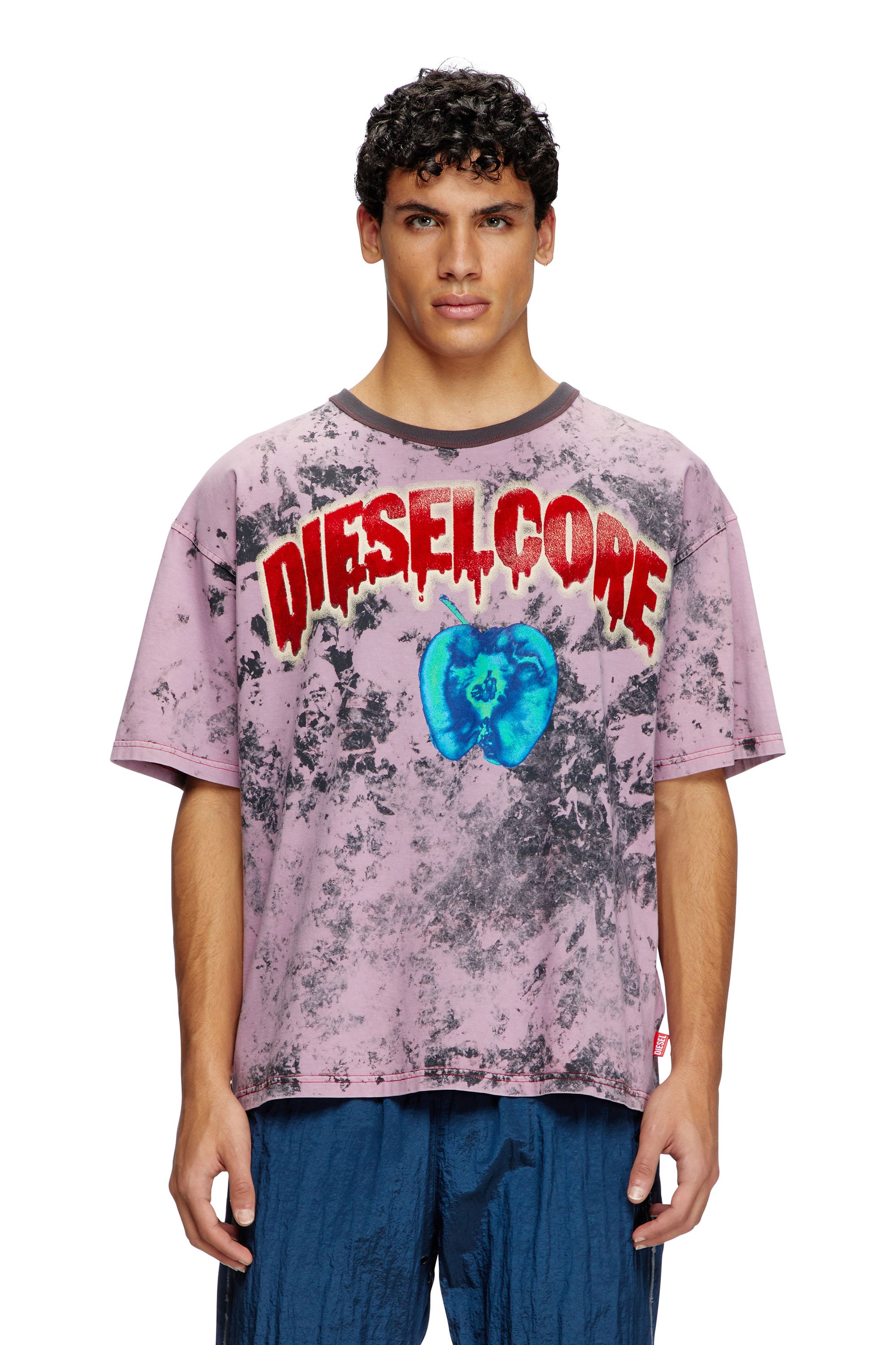 Diesel - T-BOXT-R9, Man's T-shirt with Diesel Core logo in Pink - 1