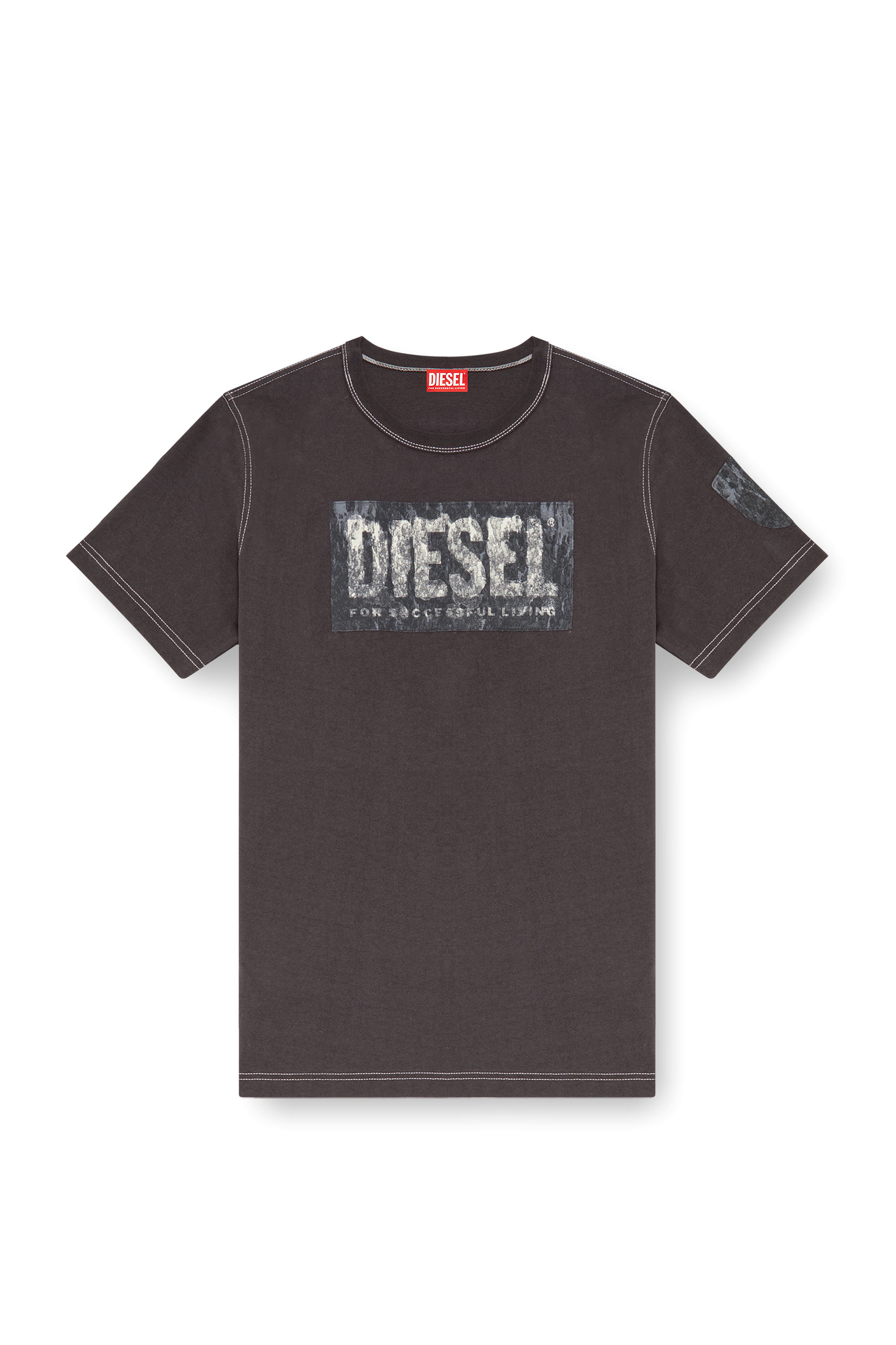 Diesel - T-ADJUST-Q1, Man's T-shirt with graphic patches in Grey - 4