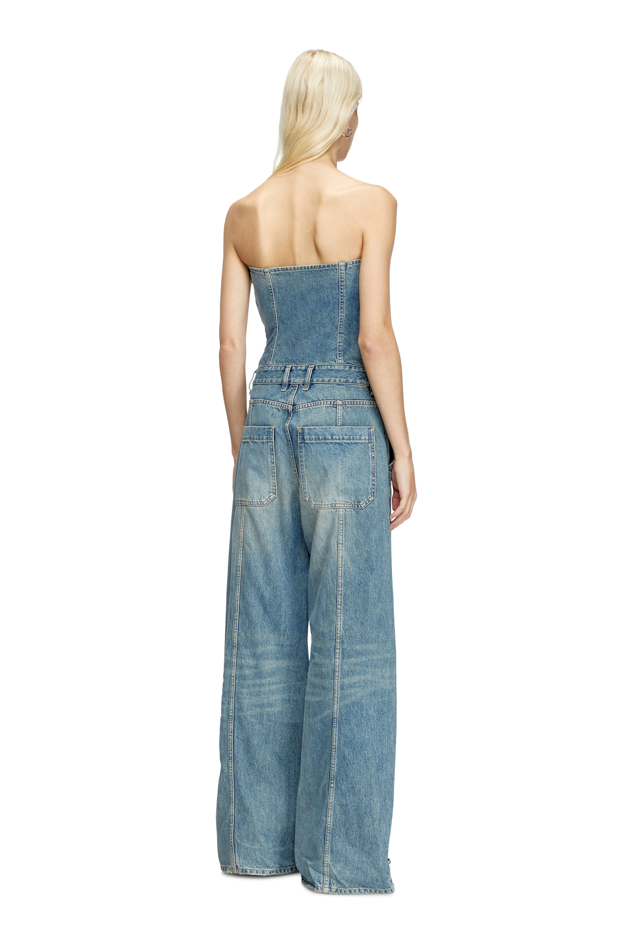 Diesel - DE-BRIDE, Mono sin tirantes en denim Mujer in Azul marino - 4