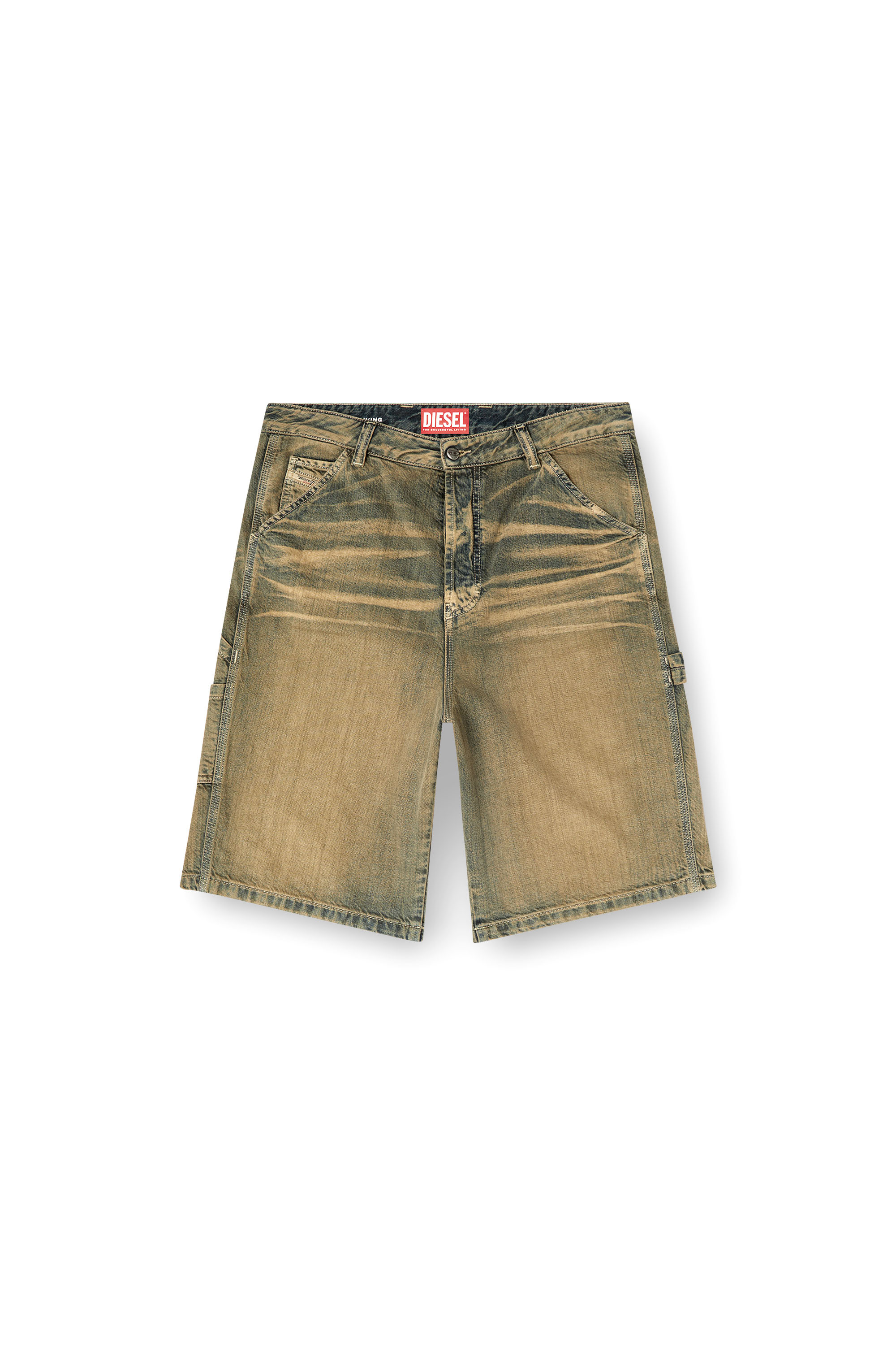 Diesel - D-LIVERY-SHORT, Pantalones cortos utility en denim cepillado dorado Hombre in Multicolor - 5