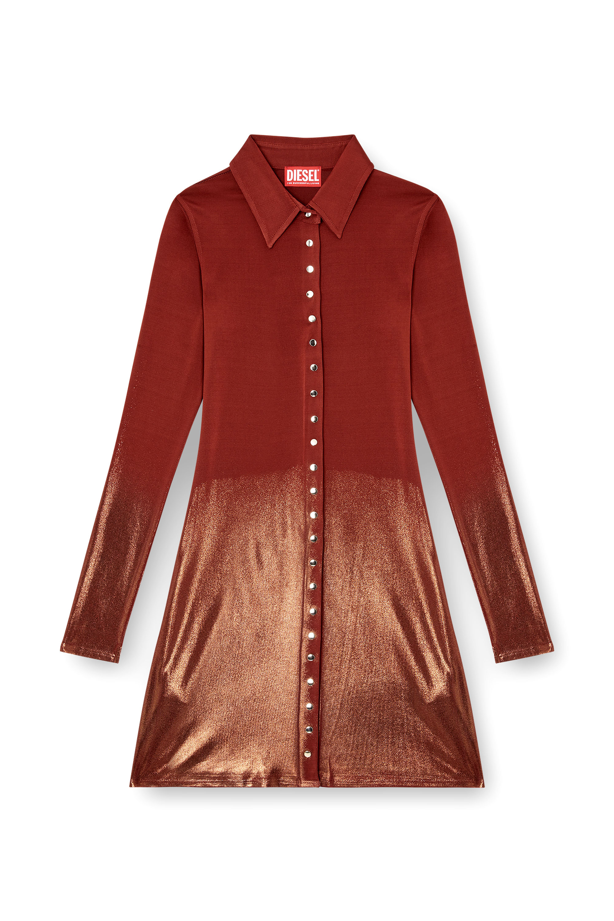 Diesel - D-POL, Woman's Polo mini dress with front buttons in Brown - 3