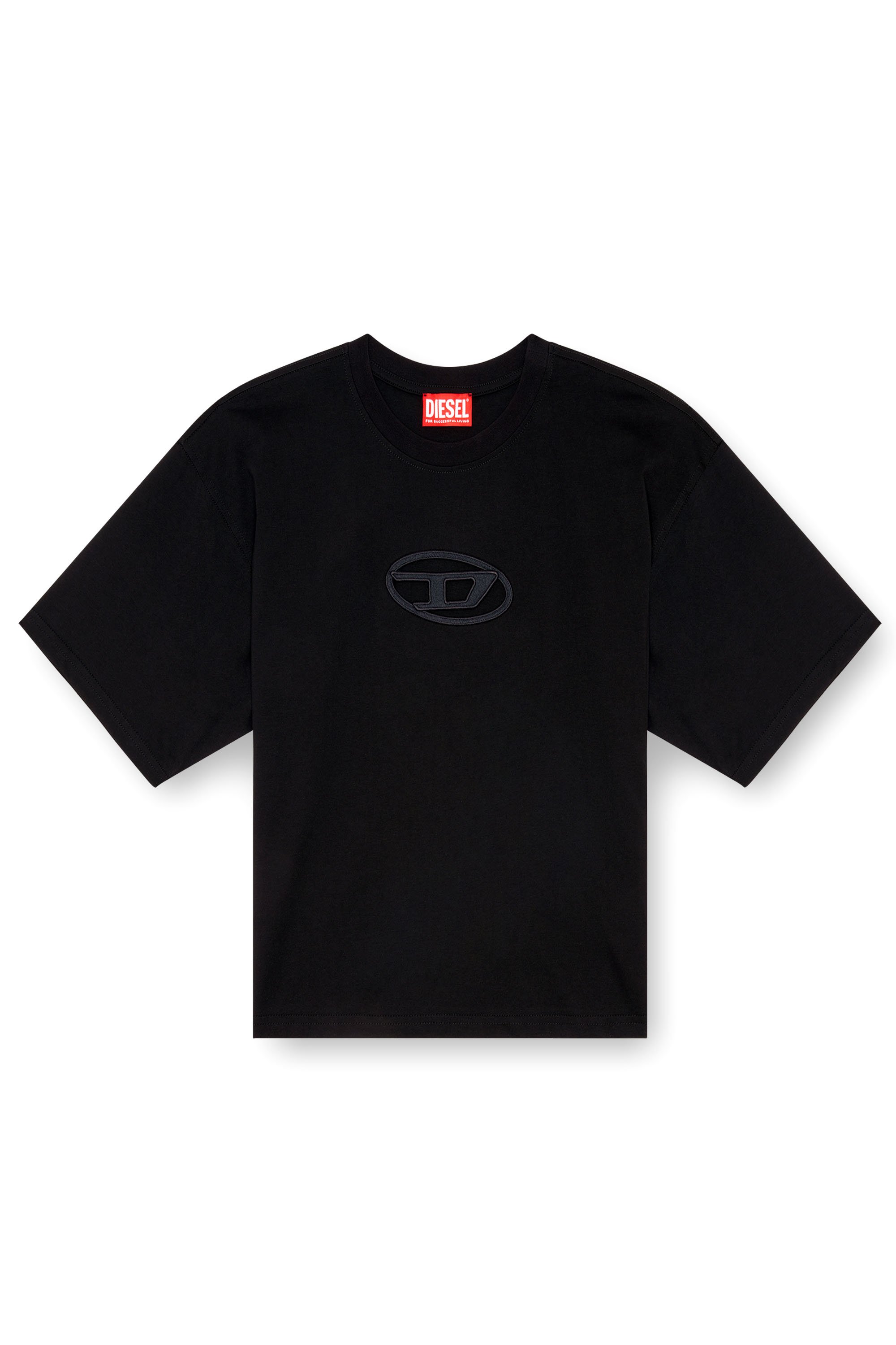 Diesel - T-BUXT-CROP-OD, Woman's Boxy T-shirt with cut-out Oval D logo in Black - 4