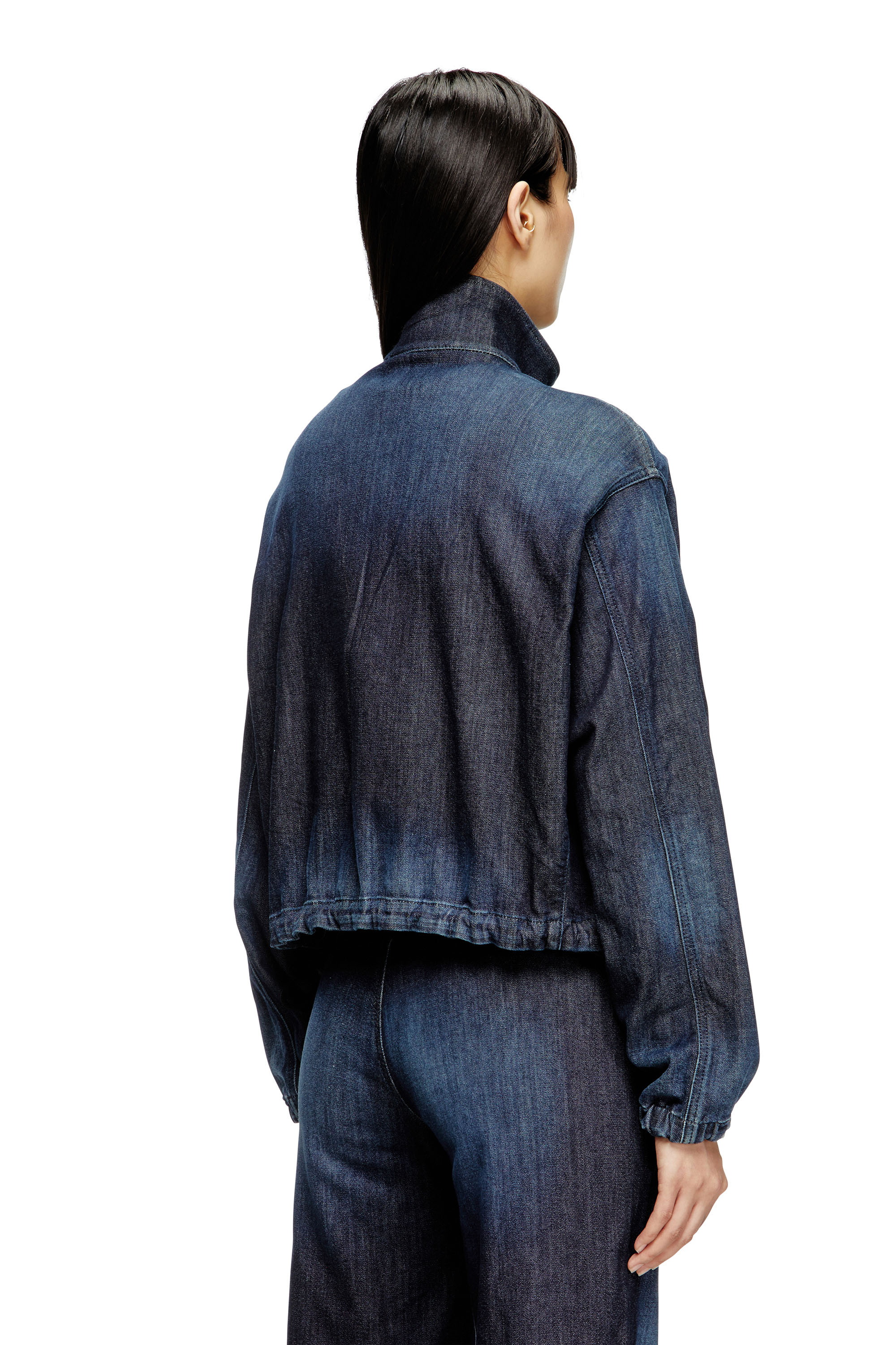 Diesel - DE-SANDERZ JOGG, Woman's High-neck JoggJeans jacket in Dark Blue - 3