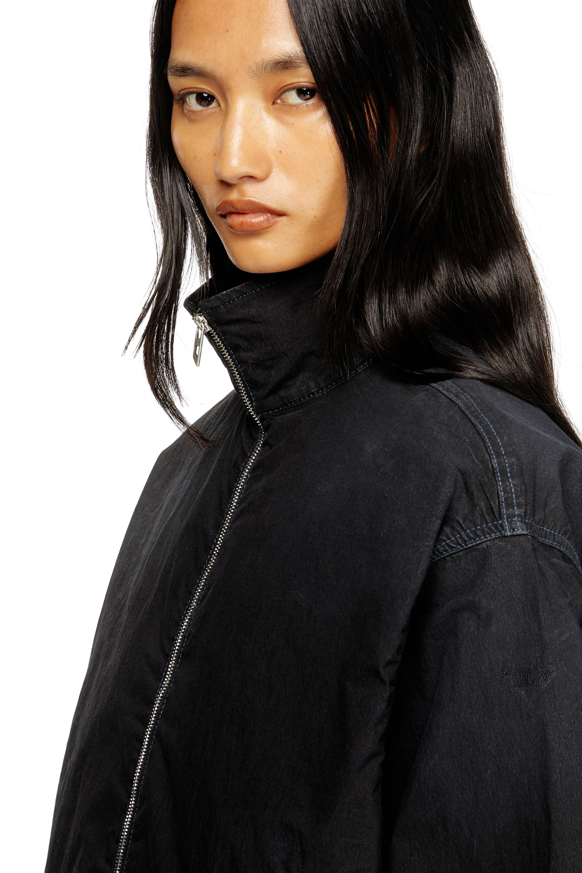 Diesel - DE-SANDERZ JOGG, Woman's High-neck technical JoggJeans jacket in Black - 4