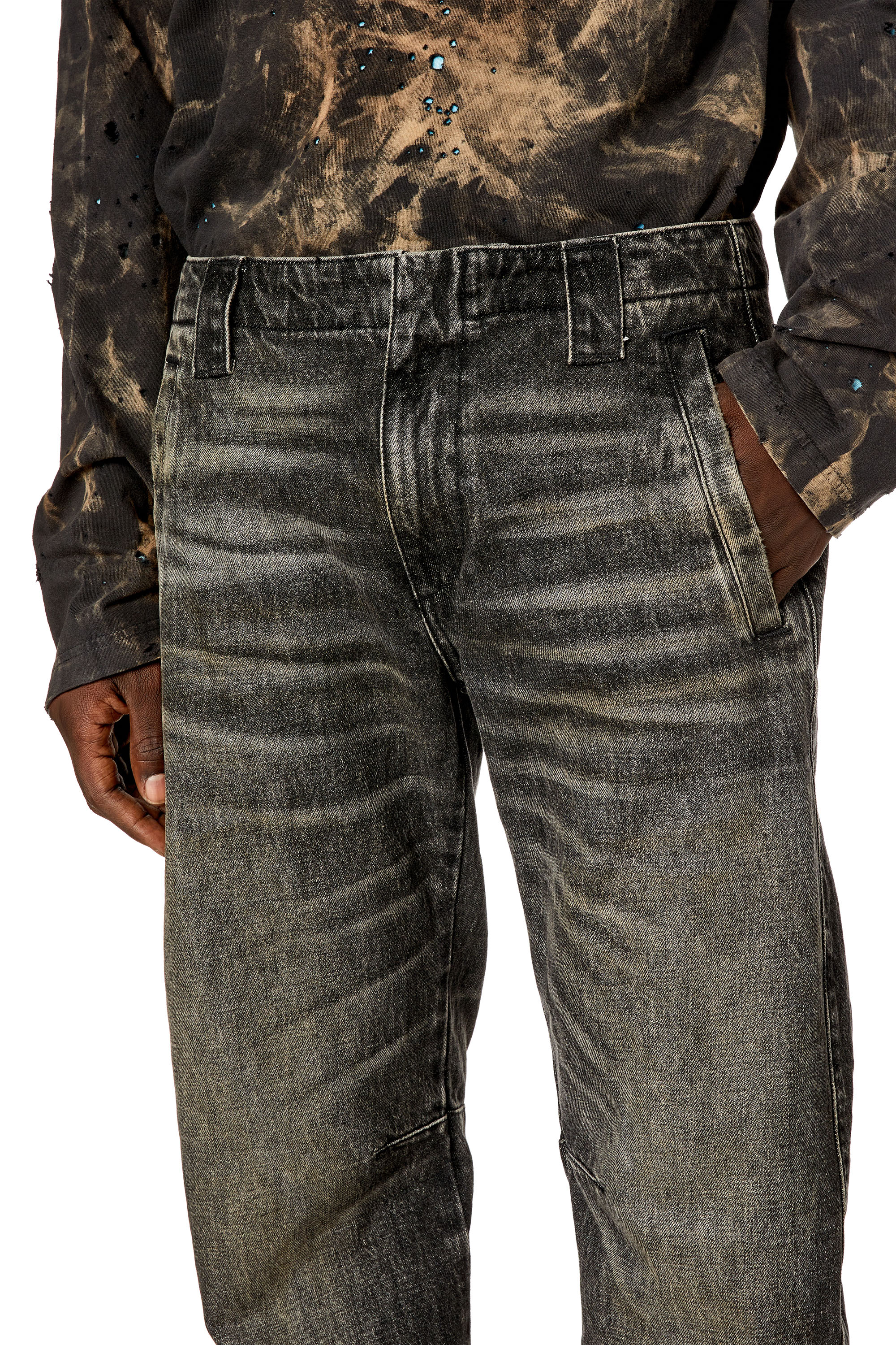 Diesel - Straight Jeans D-Gene 0GHAA, Negro/Gris oscuro - Image 3