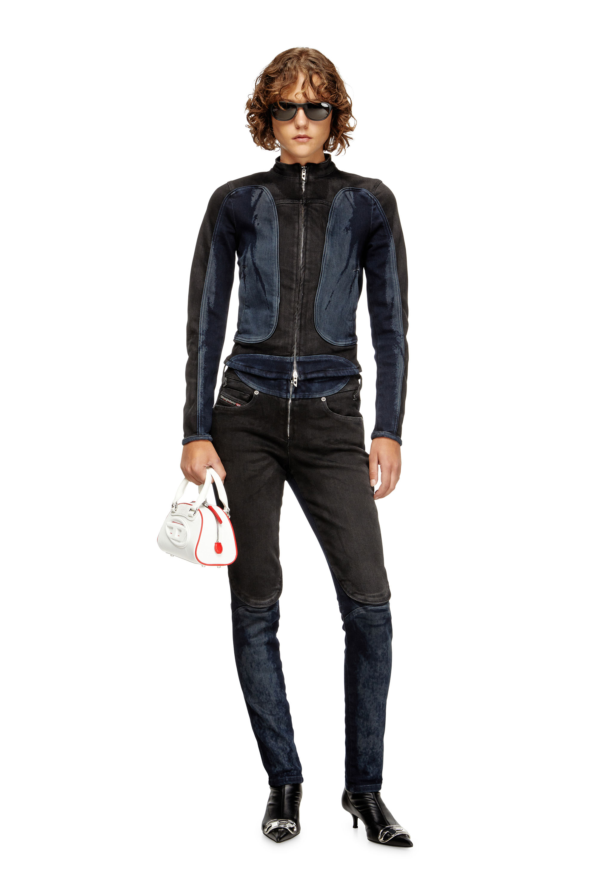 Diesel - DE-MORNY-S, Chaqueta de estilo biker en denim bicolor Mujer in Multicolor - 2