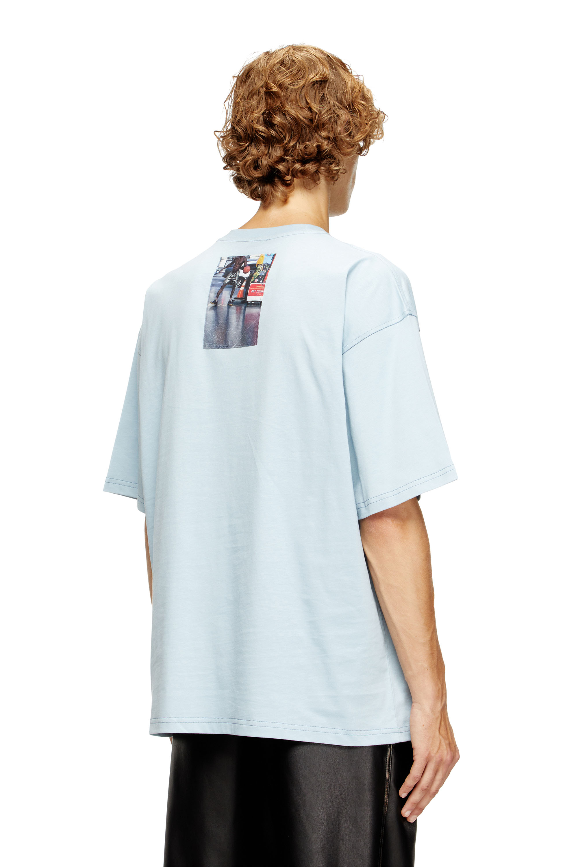 Diesel - T-BOXT-T3, Man's T-shirt with logo photo patches in Light Blue - 4