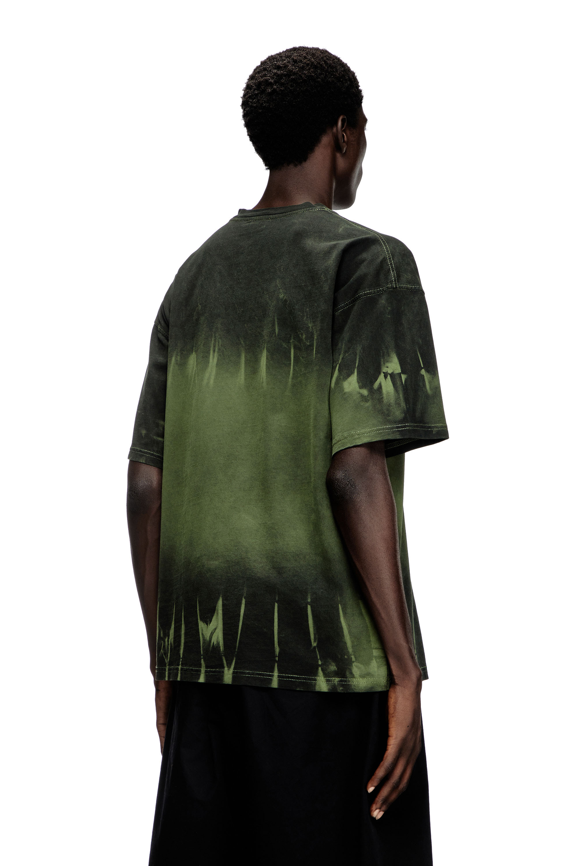 Diesel - T-BOXT-R3, Man's Tie-dye T-shirt with logo print in Dark Green - 2