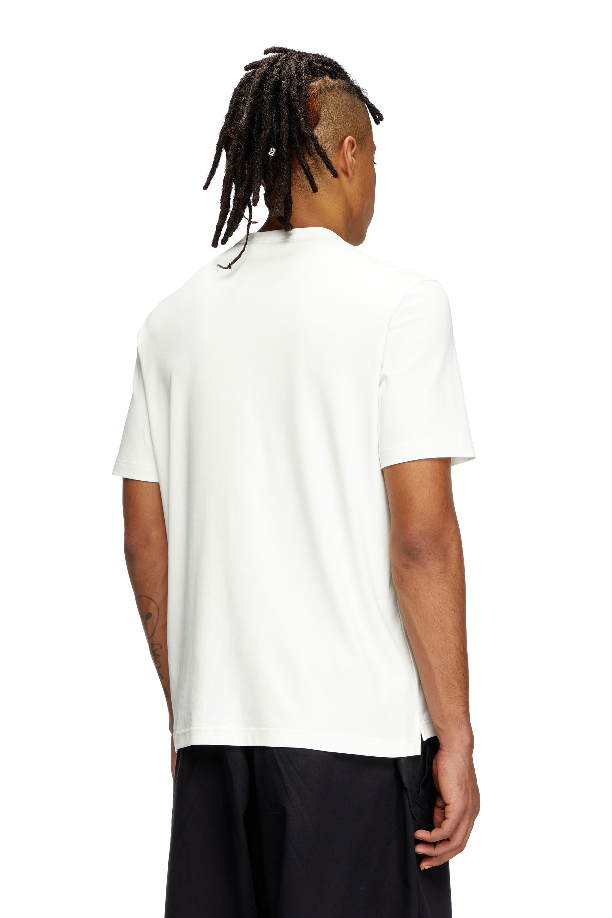 Diesel - T-ADJUST-SLITS-R17, Man's T-shirt with tonal logo embroidery in White - 3