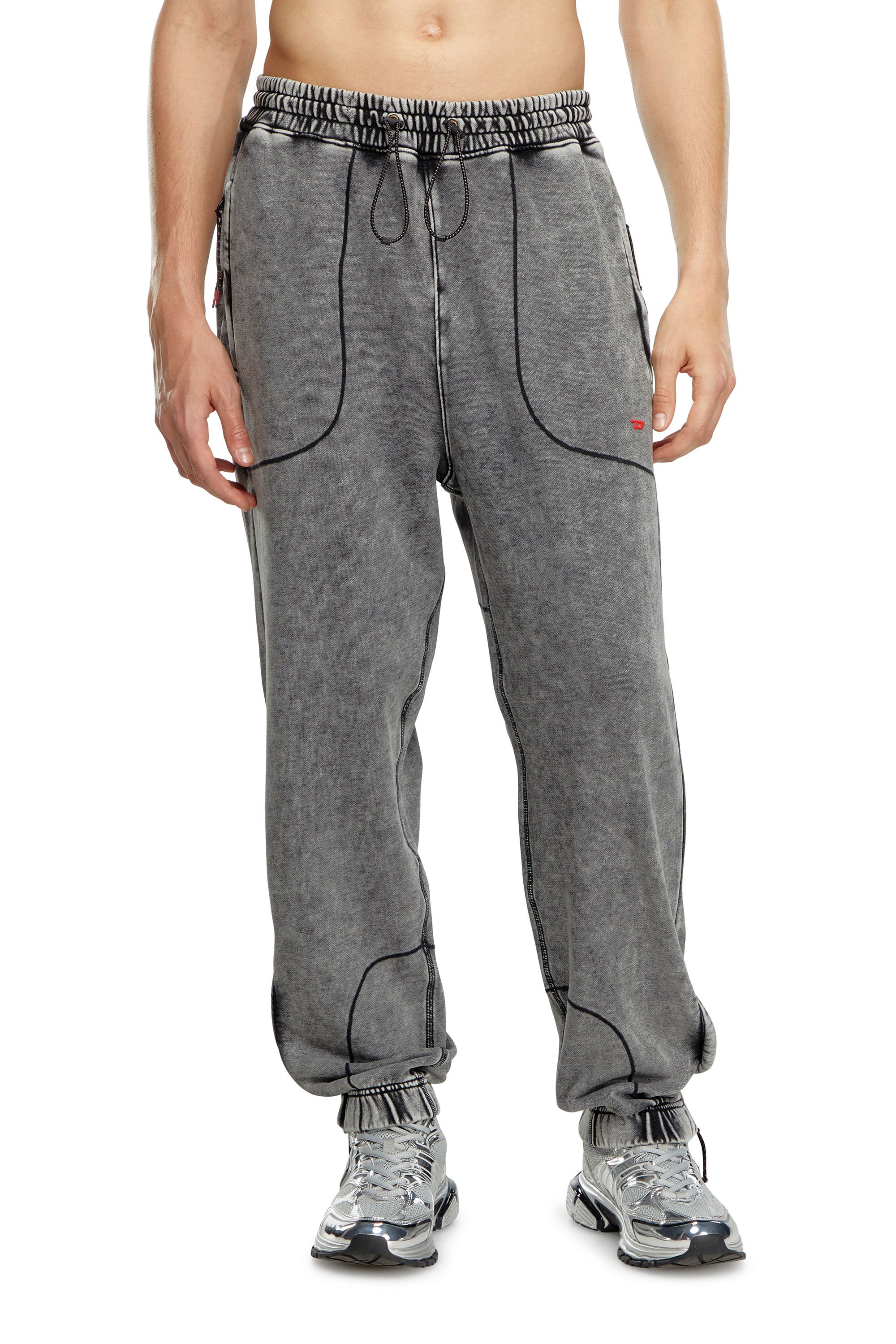Diesel - AMSB-QUENTIN-HT57, Man Faded track pants with toggle waist in Grey - Image 1