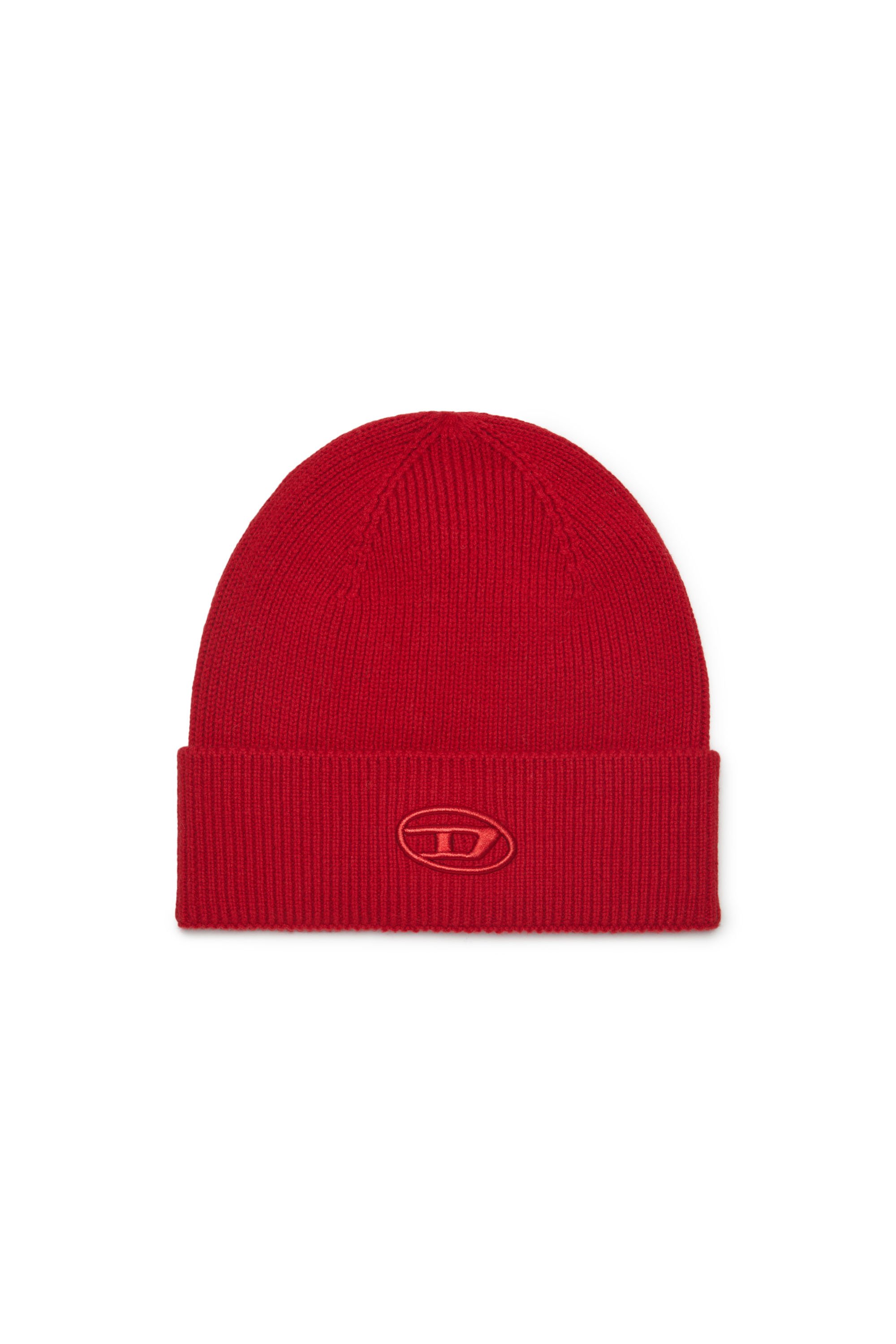 Diesel - K-CODER-FULLY B, Unisex Ribbed beanie with D embroidery in Red - Image 1