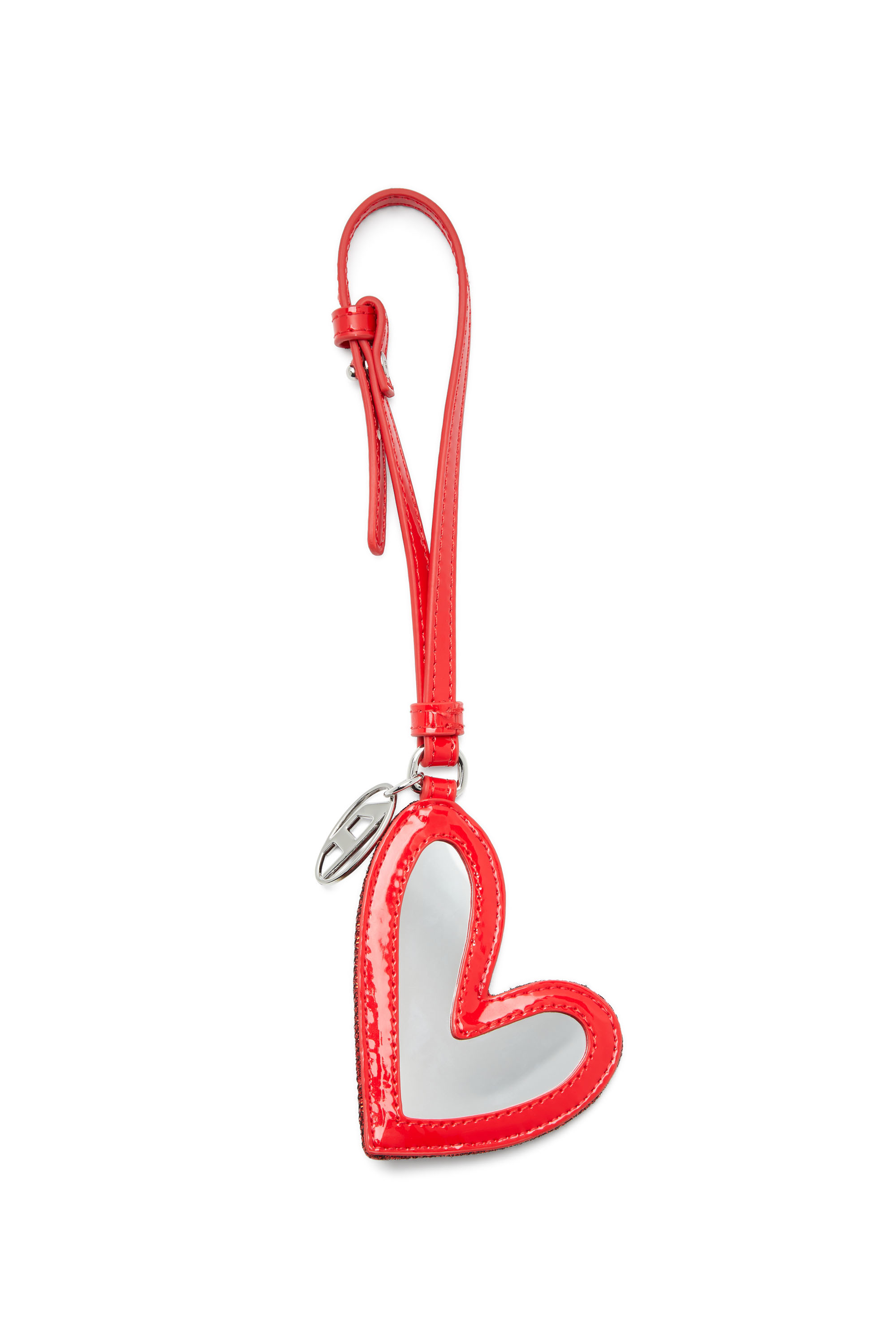 Diesel - PLAY MIRROR, Heart charm with logo in metal Mujer in Rojo - 3
