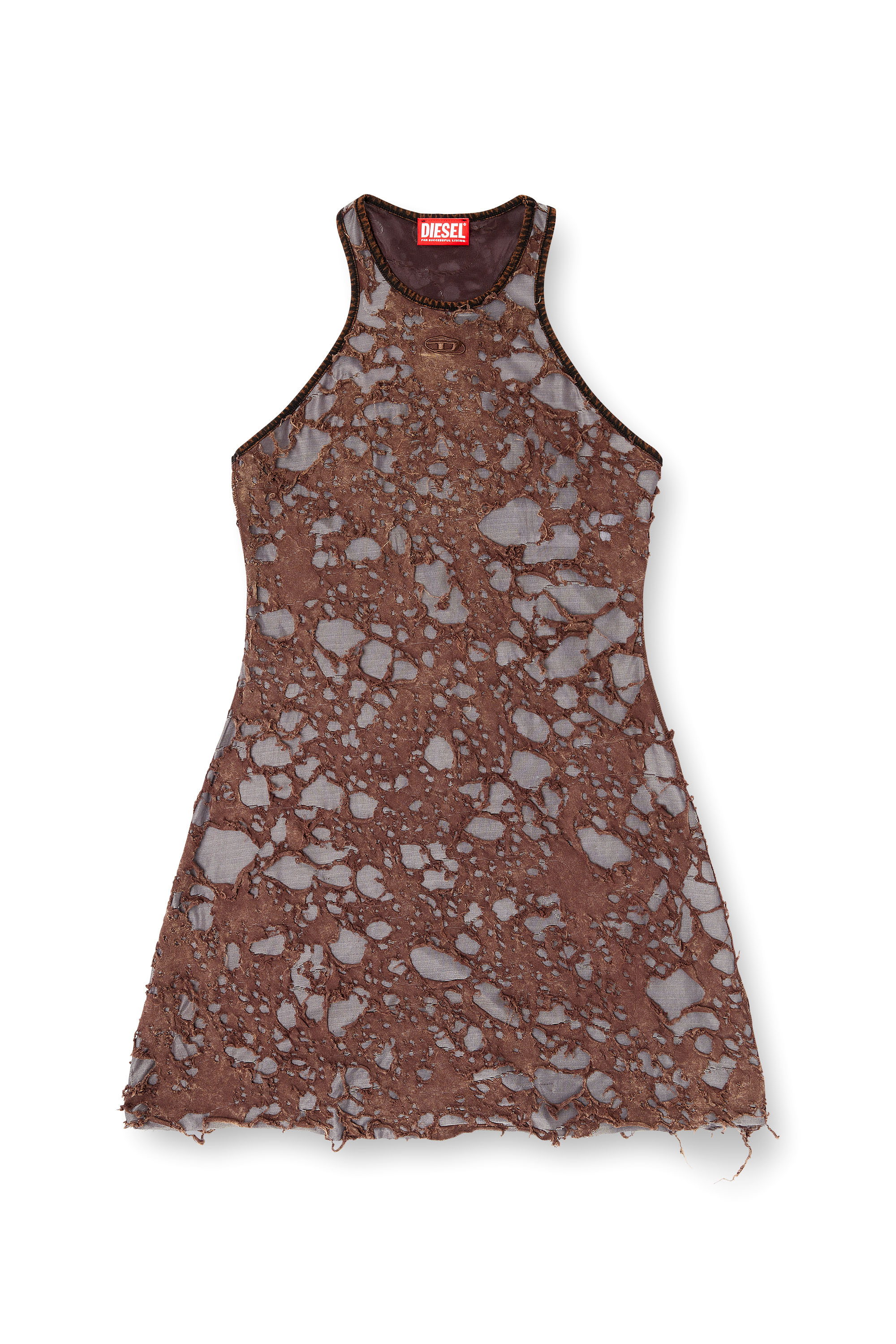 Diesel - D-ILMY, Woman's Dress in destroyed jersey in Brown - 3