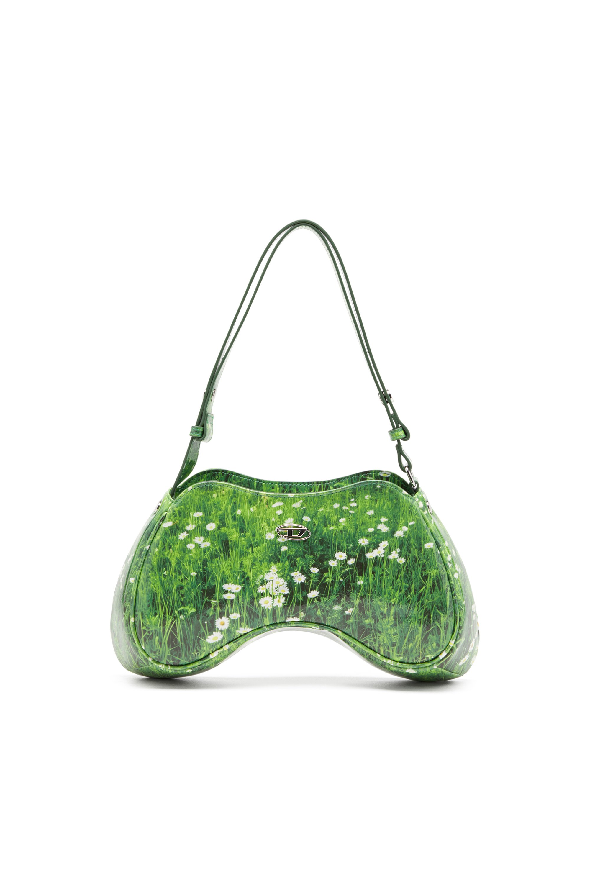 Diesel - PLAY SHOULDER, Woman's Play-Glossy shoulder bag with print in Green - 1