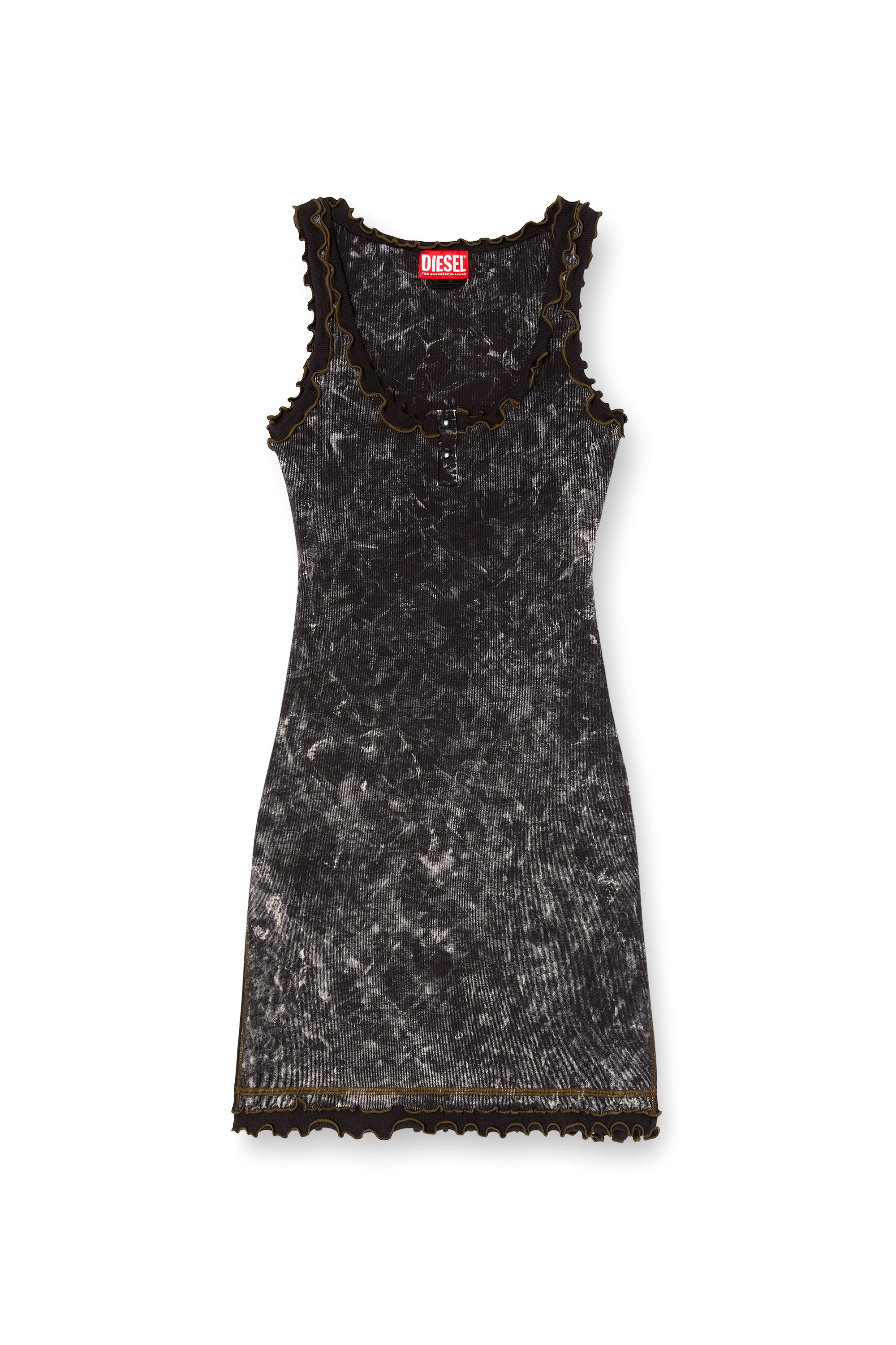 Diesel - D-CERTA, Vestido mini elástico con ribetes en contraste Mujer in Negro - 3