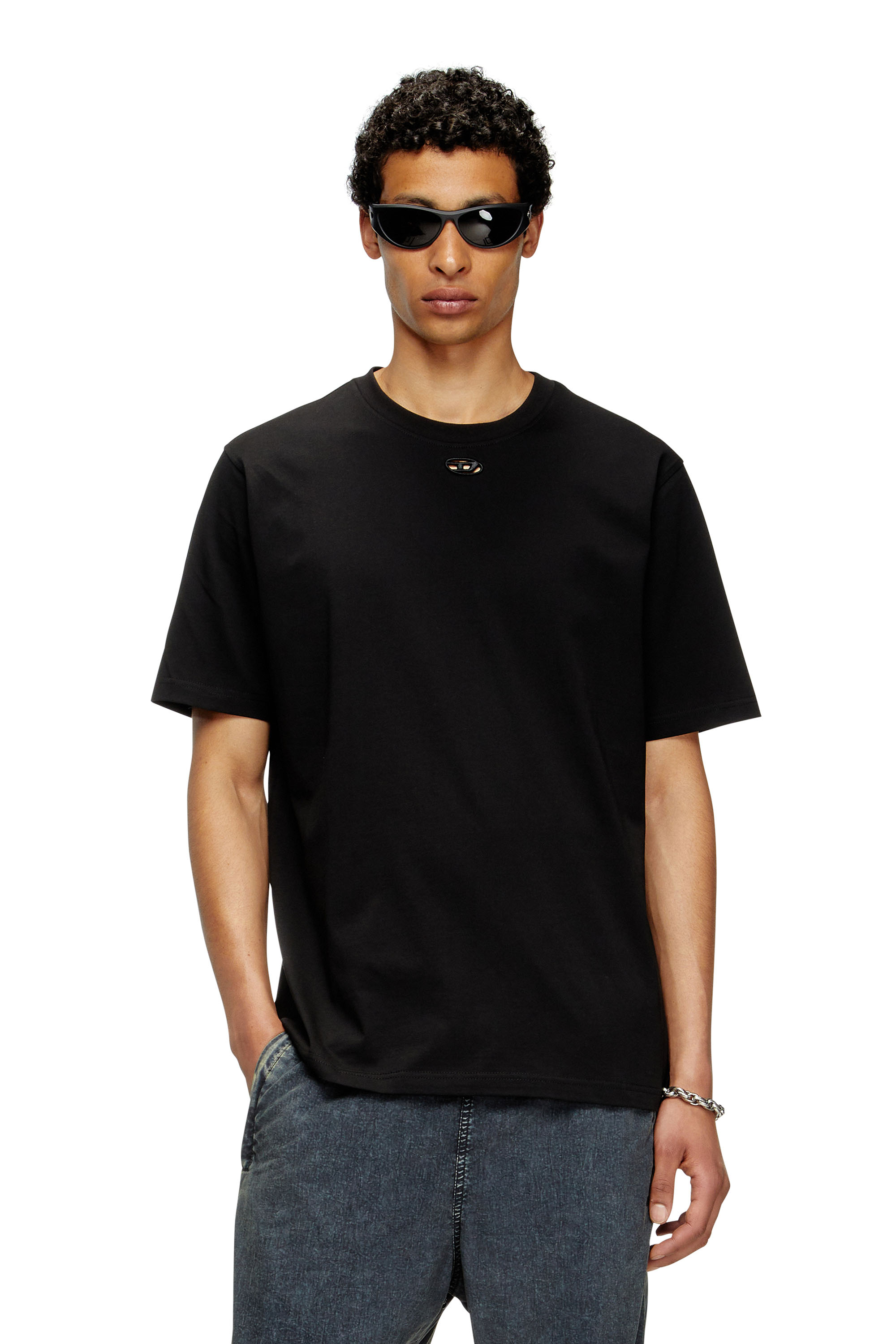Diesel - T-ADJUST-MAREY, Camiseta con recorte Oval D Hombre in Negro - 1