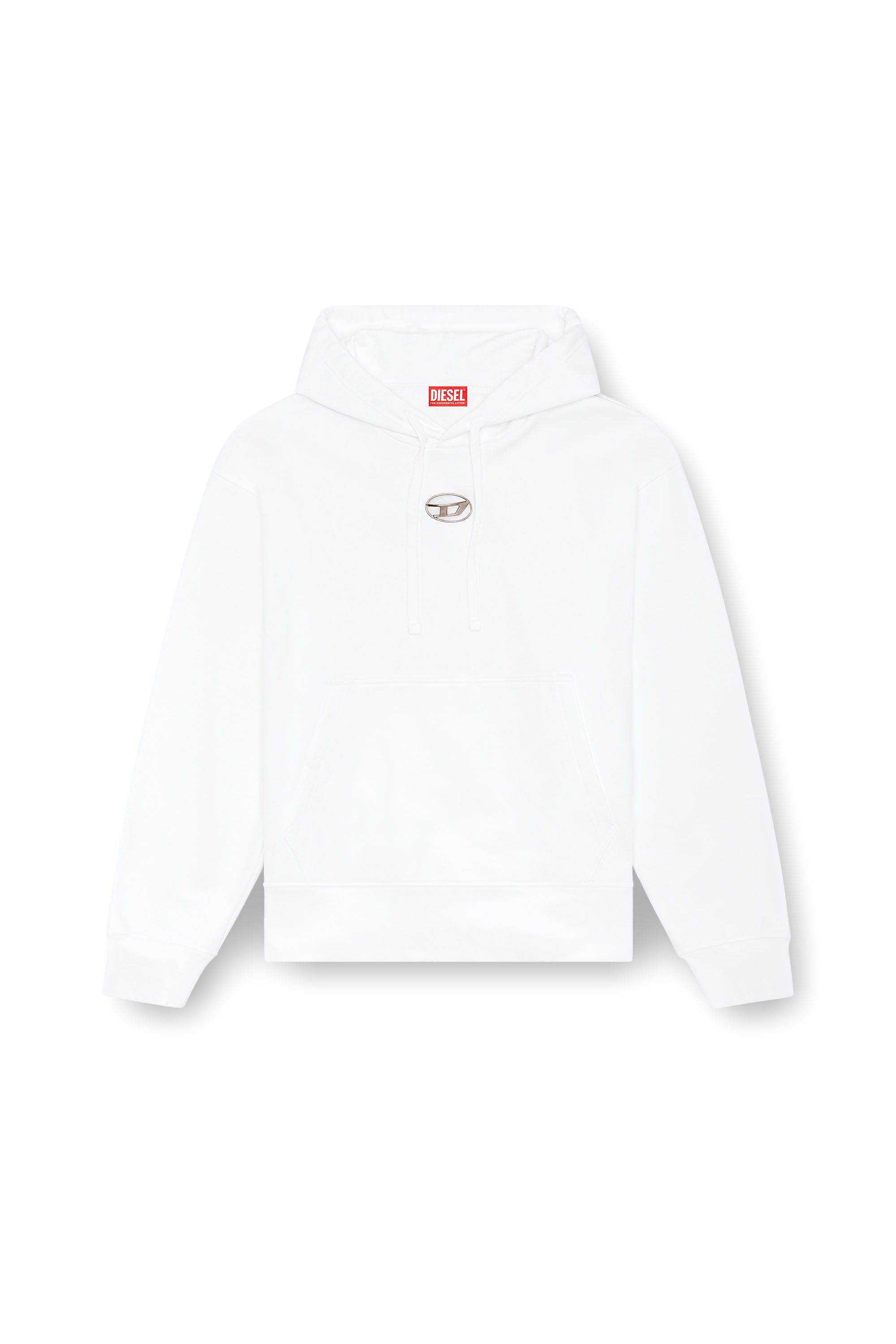 Diesel - S-MACS-HOOD-OD, Sudadera con capucha extragrande con logotipo metálico Hombre in Blanco - 4
