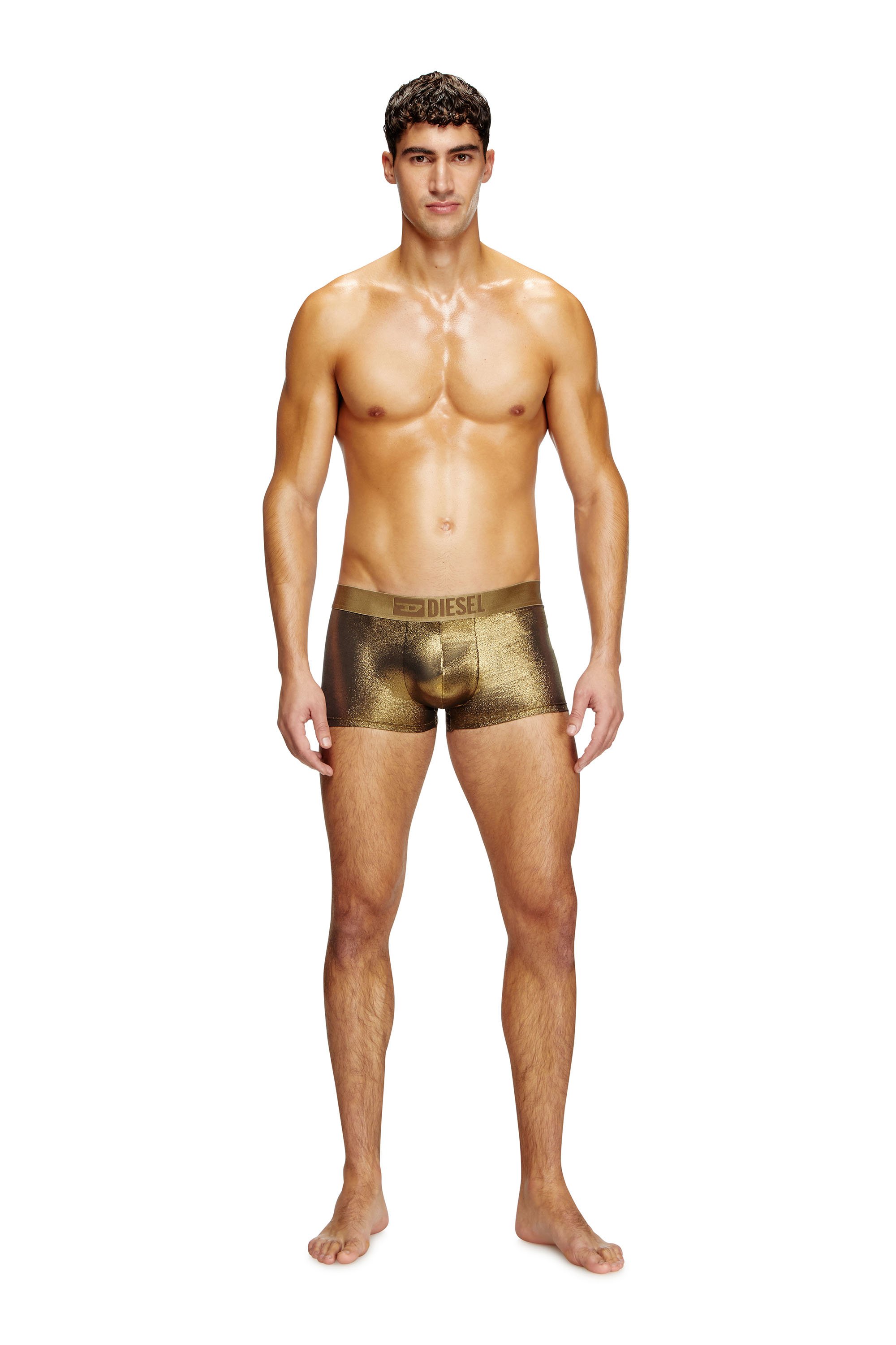 Diesel - DAMIEN-GFT, Man's Foiled fabric boxer briefs in Gold - 1