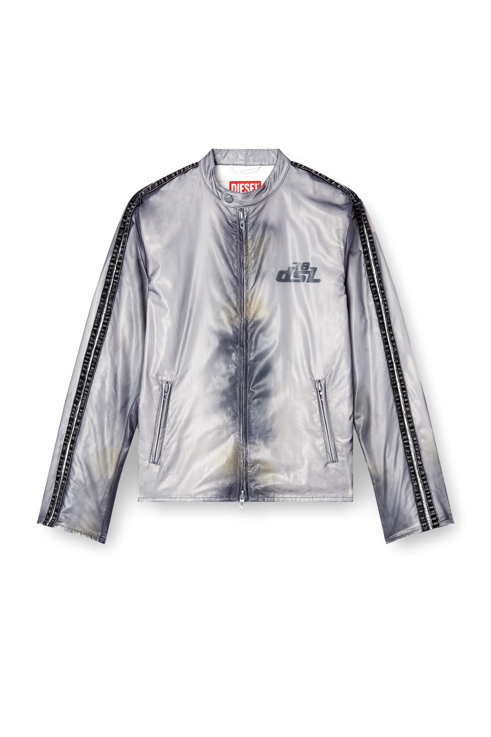 Diesel - J-POP, Man's Biker jacket with transparent effect in Grey - 5