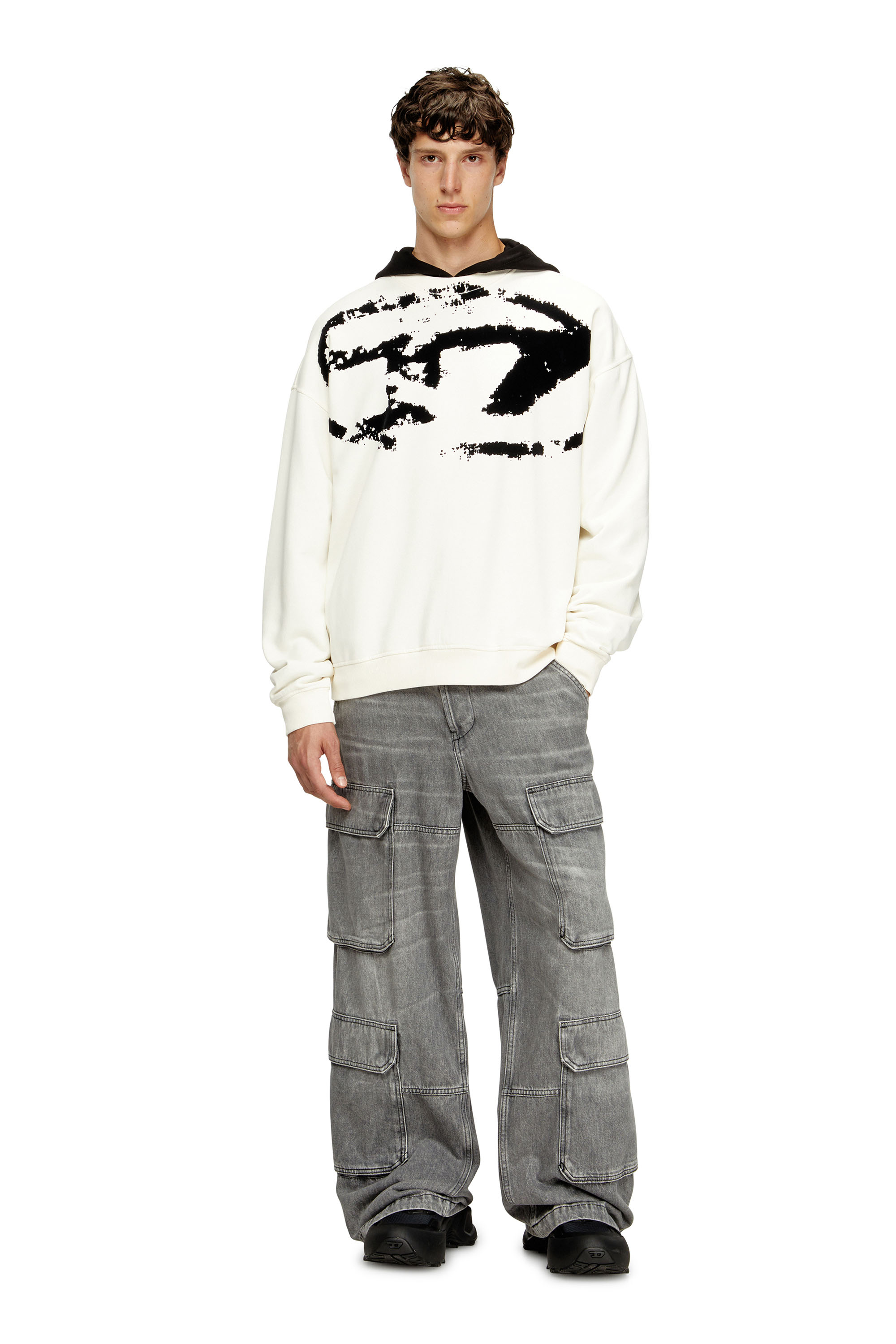 【DIESEL】S-BOXT-N5 ロゴスウェットシャツ BLACK (送料関税込) Diesel☆関税込☆S-Boxt-N5 フロッキー ロゴ スウェットシャツ