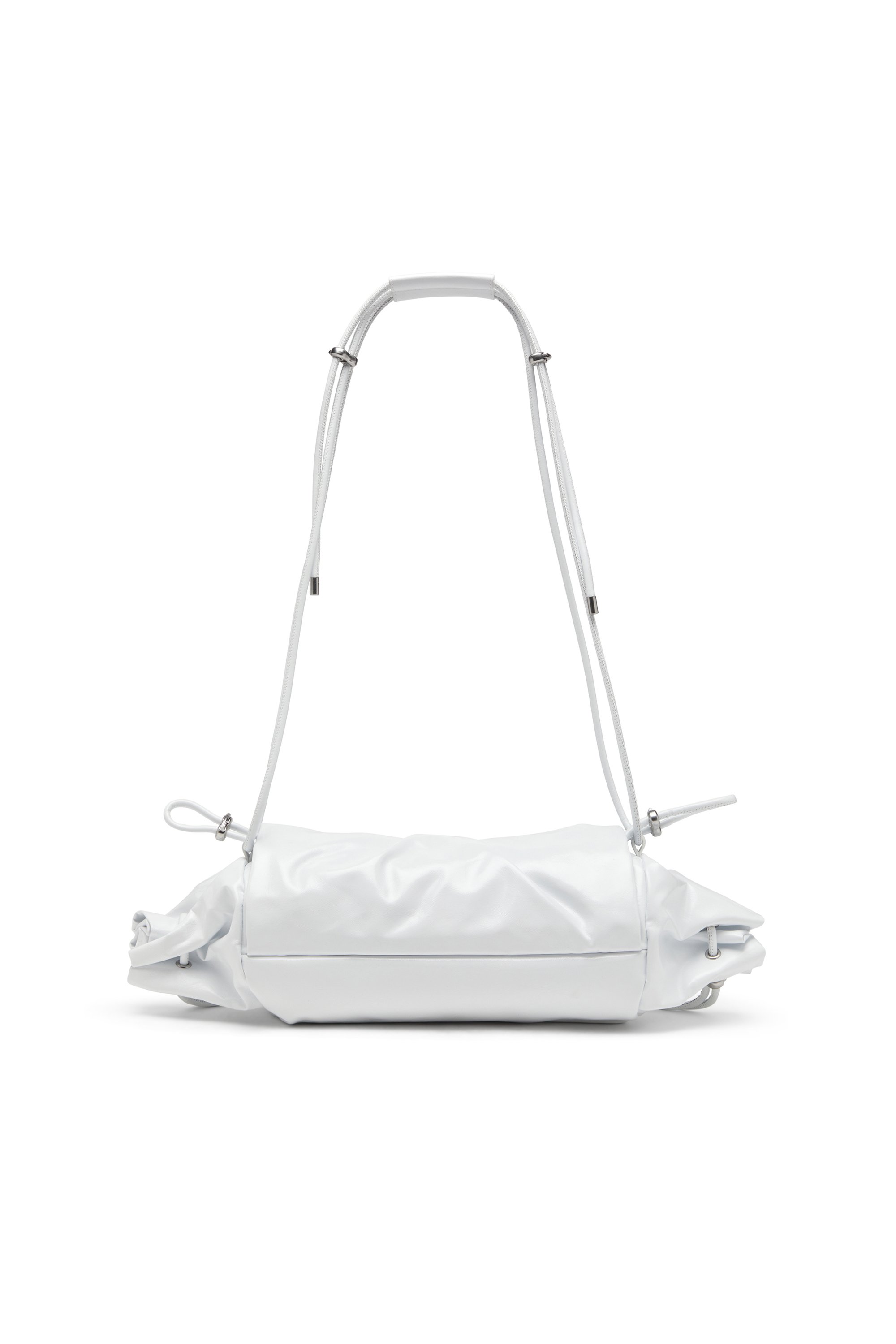 Diesel - SCRUNCH-D SHOULDER M, Woman's Scrunch-D M-Shoulder bag in shiny leather in White - 3