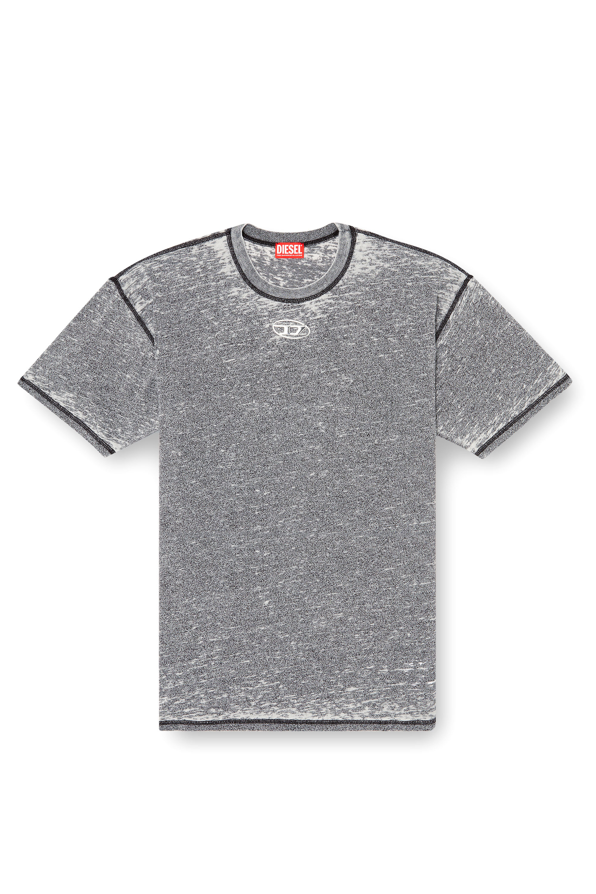 Diesel - T-BOXT-PAK, Man's Burnout T-shirt with metal-look logo in Grey - 4