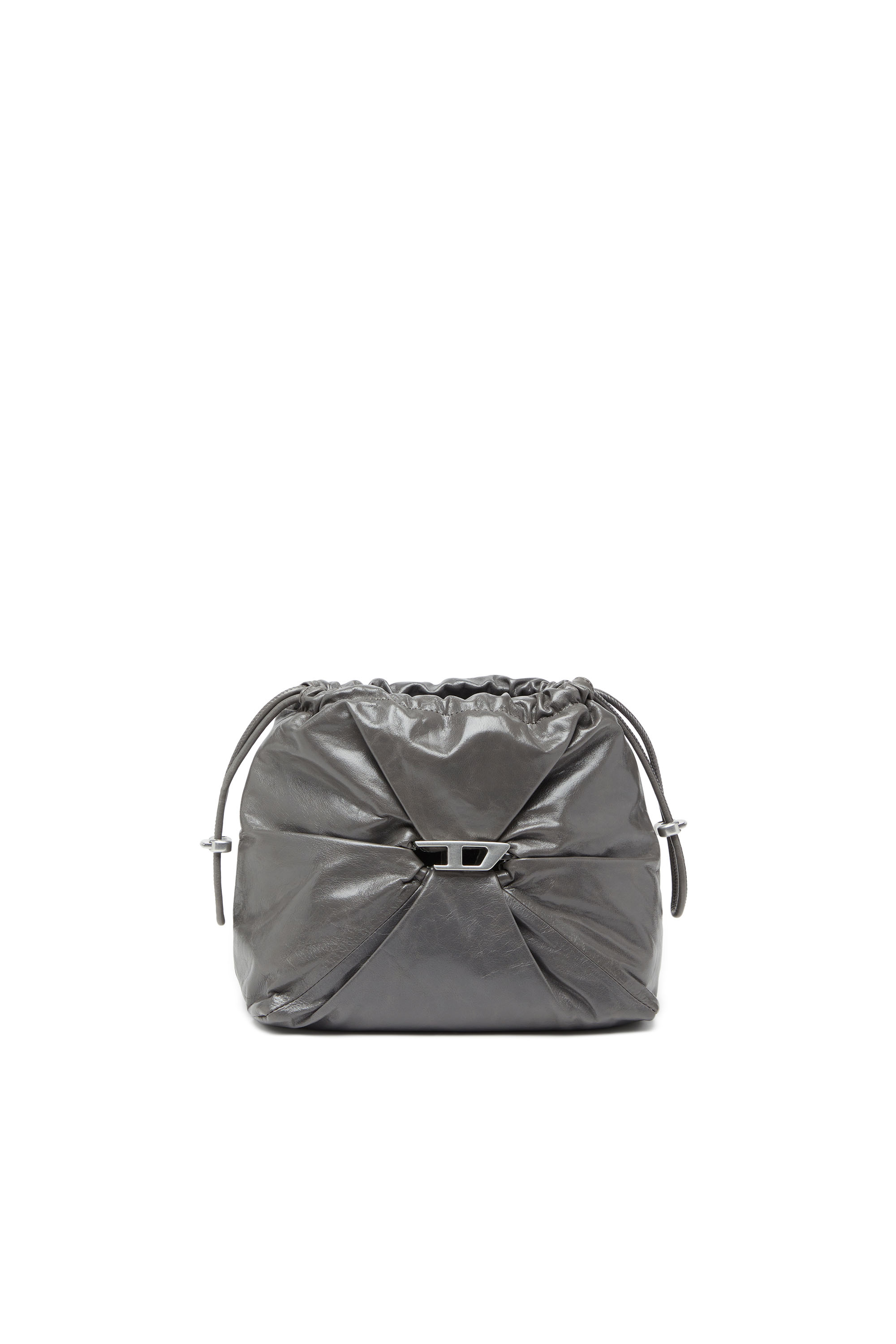 Diesel - SCRUNCH-D BUCKET, Scrunch-D-Bolso tipo cubo en cuero arrugado y brillante Mujer in Gris - 2