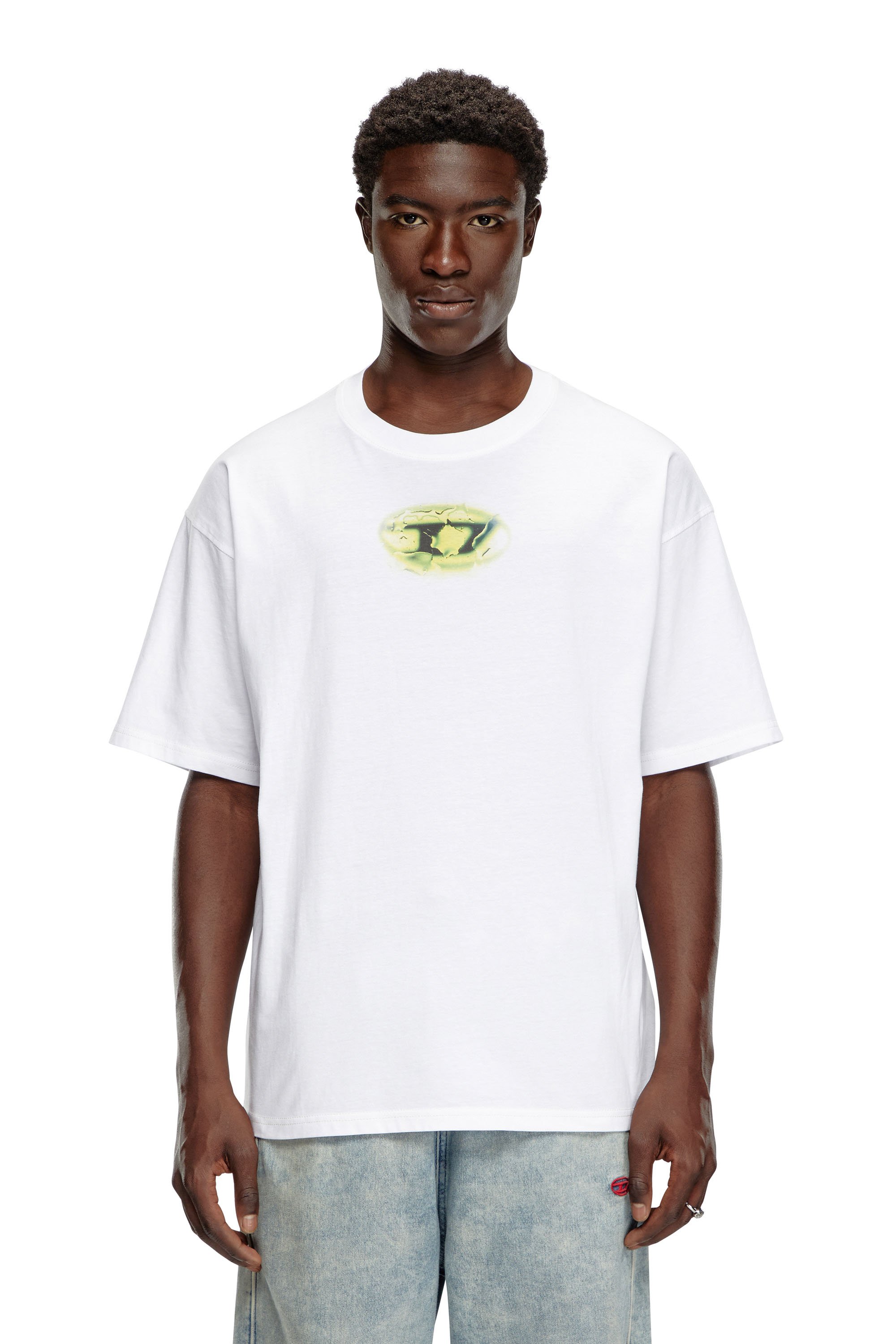 Diesel - T-BOXT-K3, Man's T-shirt with glowing-effect logo in White - 1