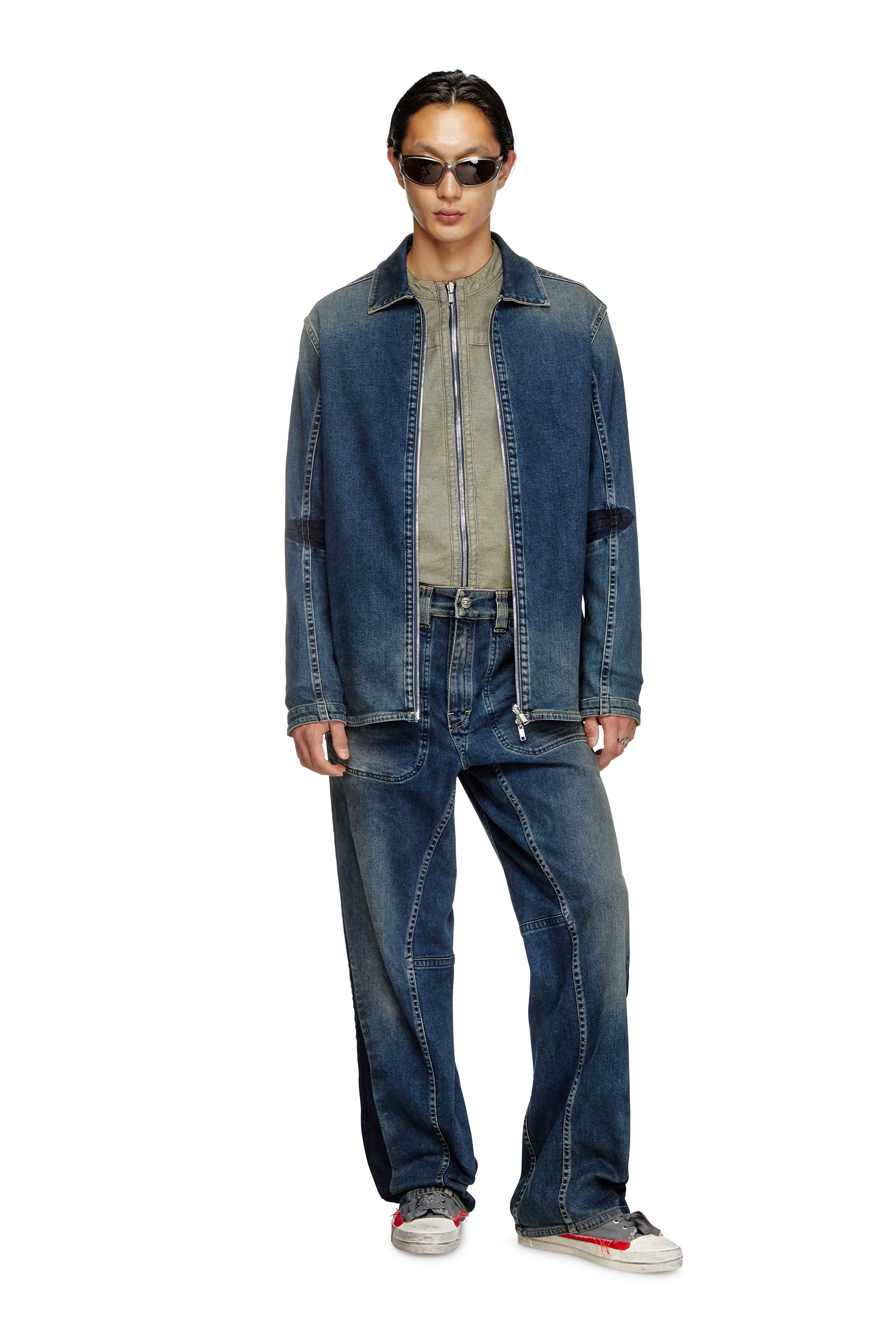 Diesel - D-SIMPLY-RE, Man's Zipped shirt in Rehab denim in Dark Blue - 5