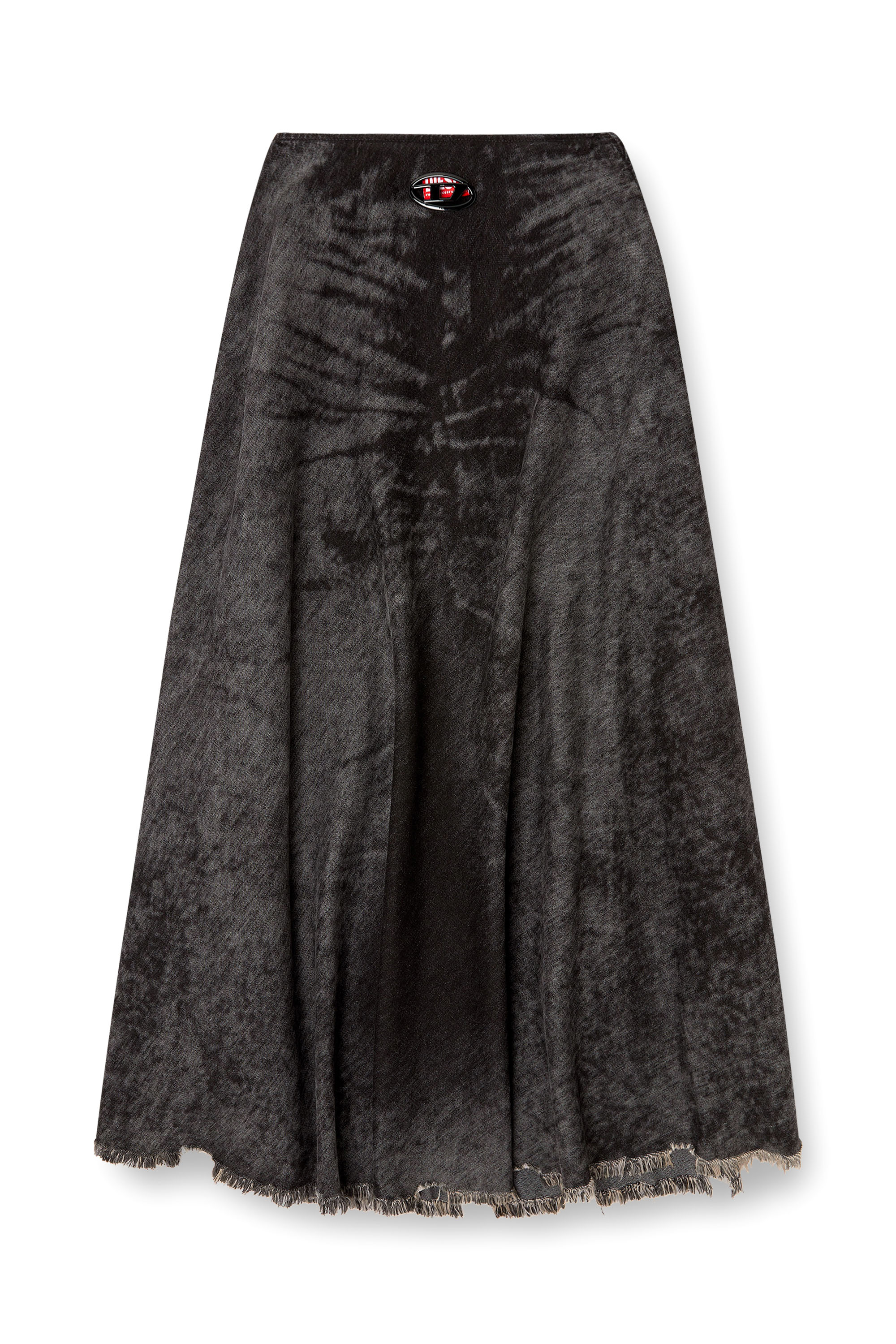 Diesel - DE-HANNIE-FSH, Falda amplia en denim de algodón y cáñamo grabado con láser Mujer in Negro - 3