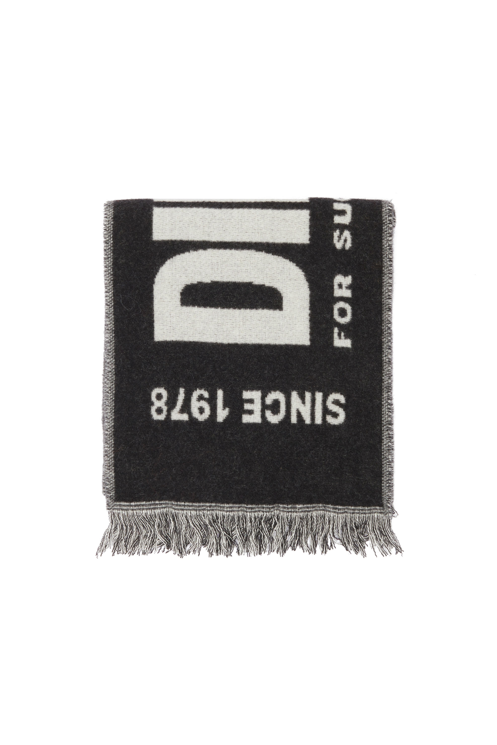 Diesel - S-BISC-NEW, Hombre Bufanda de lana regenerada con logotipo en jacquard in Negro - Image 1