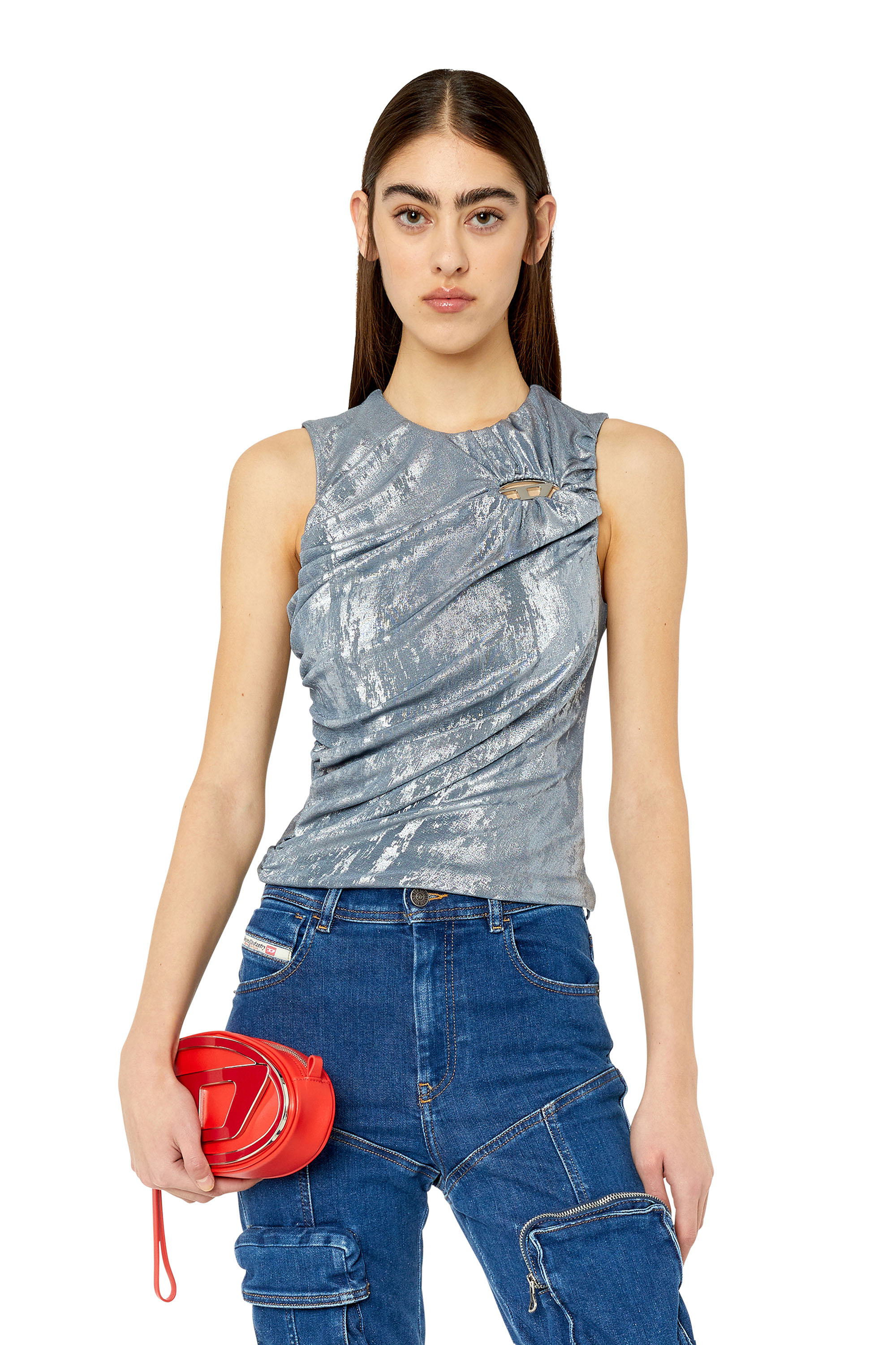 T-FRUIT Woman: Ruched top in metallic jersey | Diesel