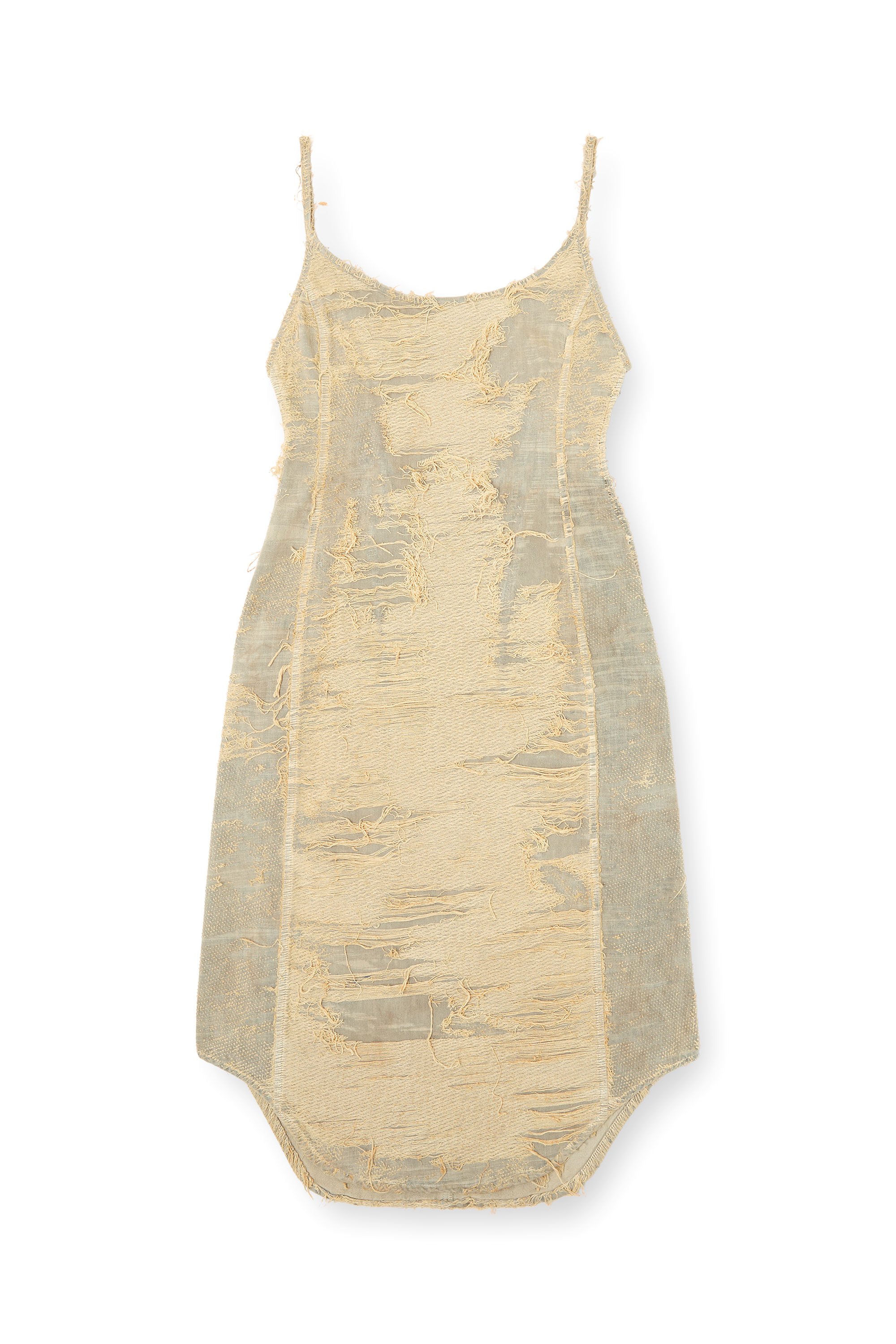 Diesel - DE-VERA-FSG, Vestido de denim sobreteñido con hilos flotantes Mujer in Beige - 6