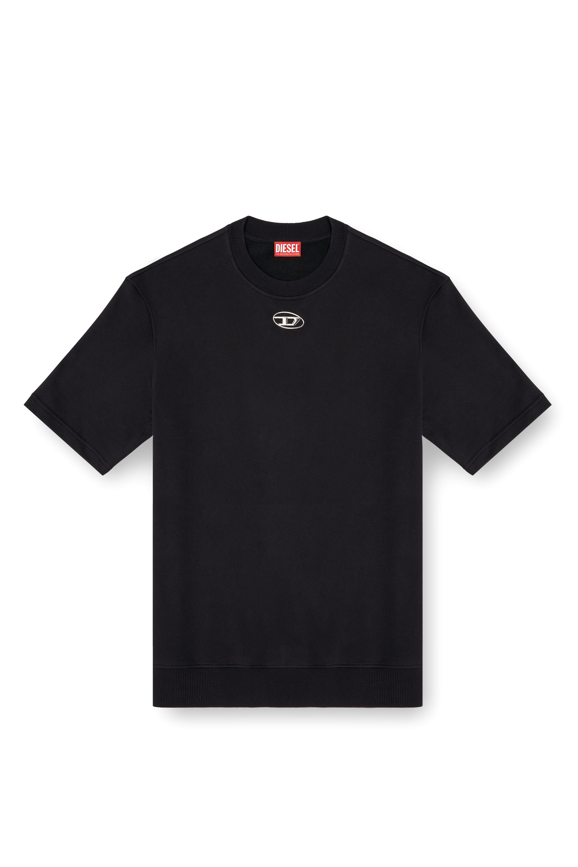 Diesel - S-COOLING-L1, Man's Half-sleeve sweatshirt with metallic logo in Black - 4