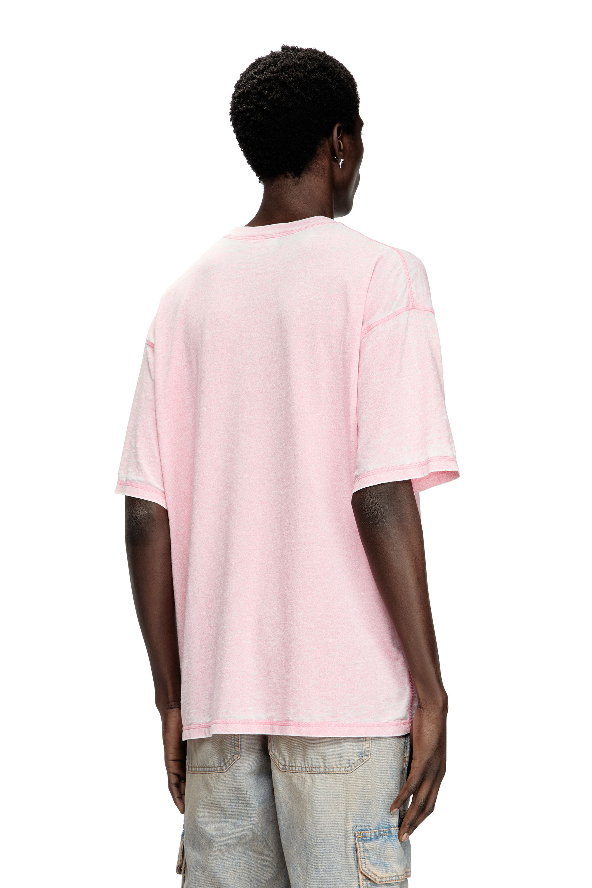 Diesel - T-BOXT-PAK, Man's Burnout T-shirt with metal-look logo in Pink - 3