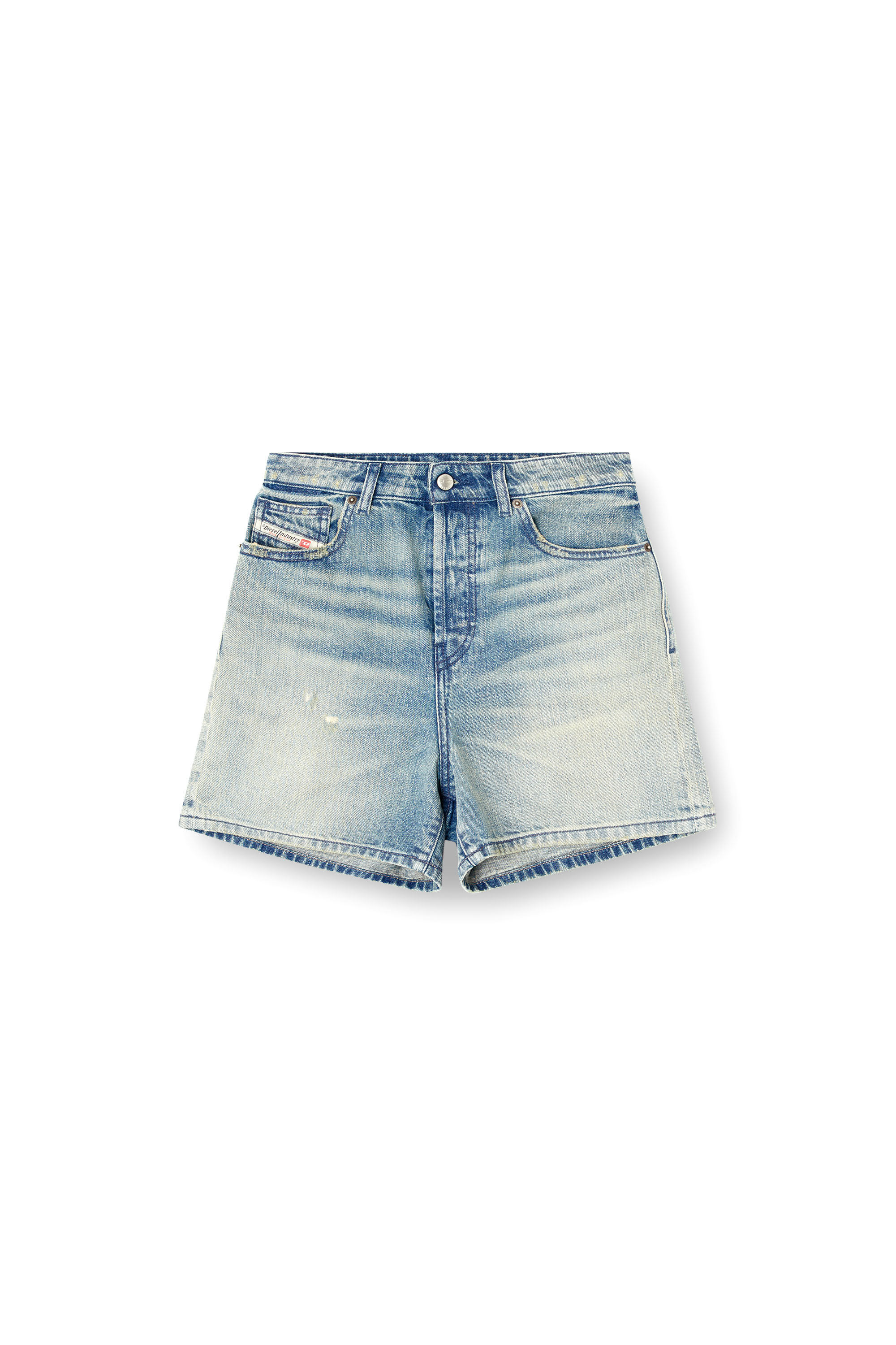 Diesel - DE-JIRO, Woman's Shorts in worn-effect denim in Light Blue - 4