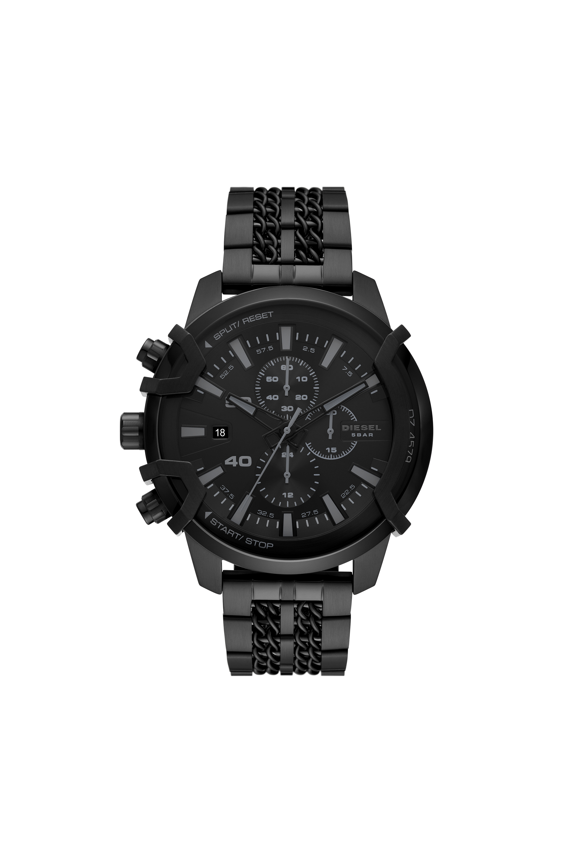 Diesel - DZ4579, Man Griffed Chronograph Stainless Steel Watch in Black - Image 1