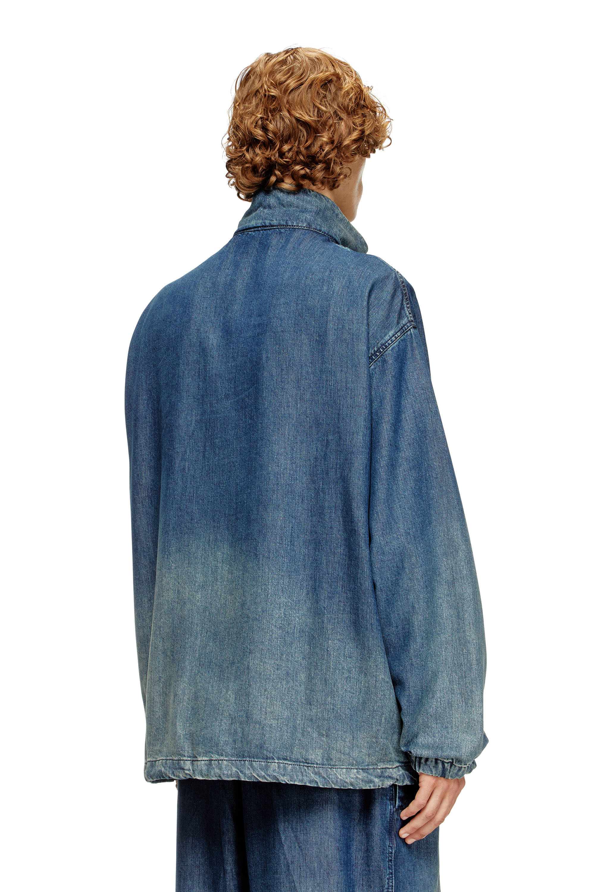 Diesel - D-KRAP-S6, Man's Zipped jacket in fluid denim in Medium blue - 3
