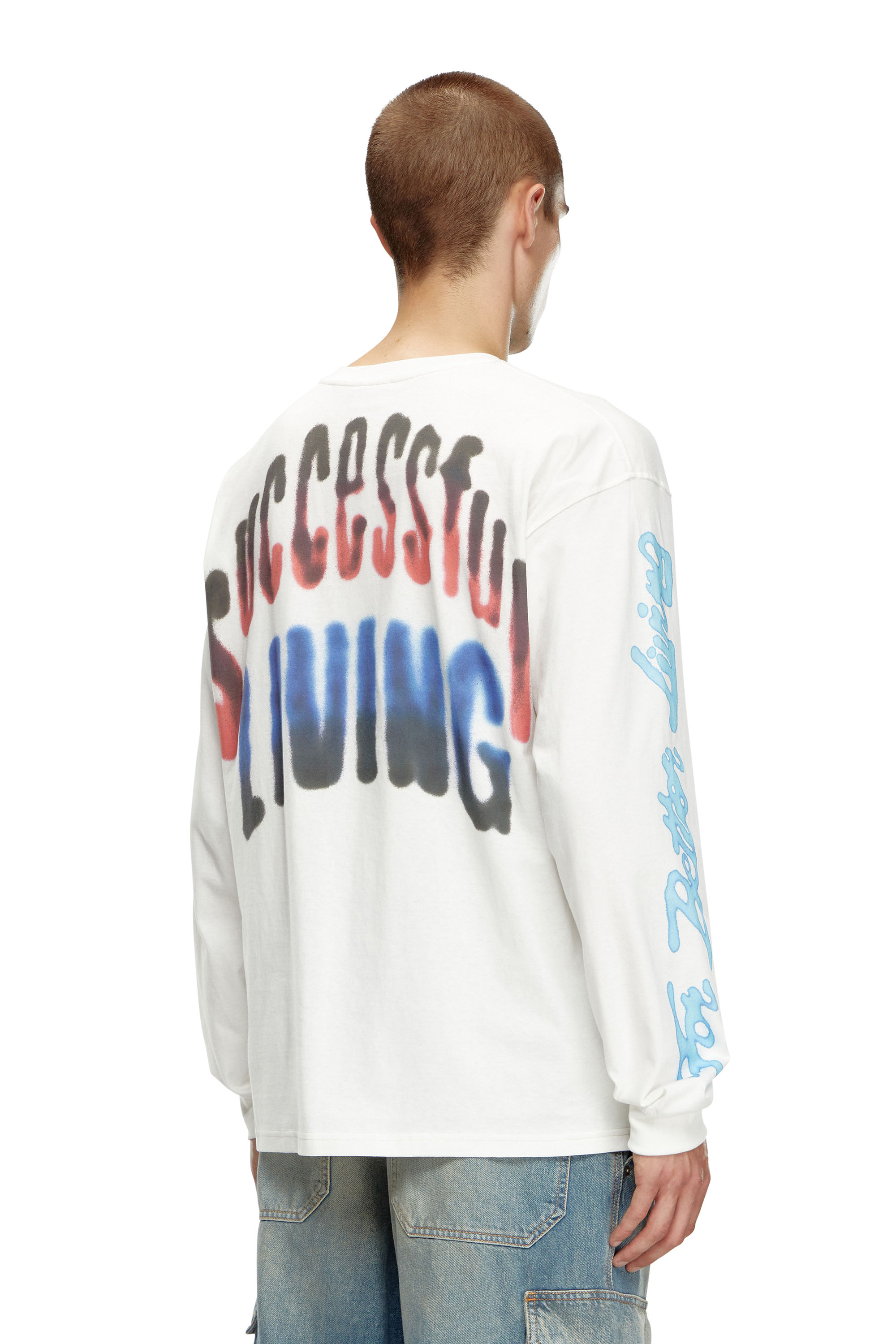 Diesel - T-BOXT-LS-Q15, Man Long-sleeve T-shirt with logo prints in White - Image 2