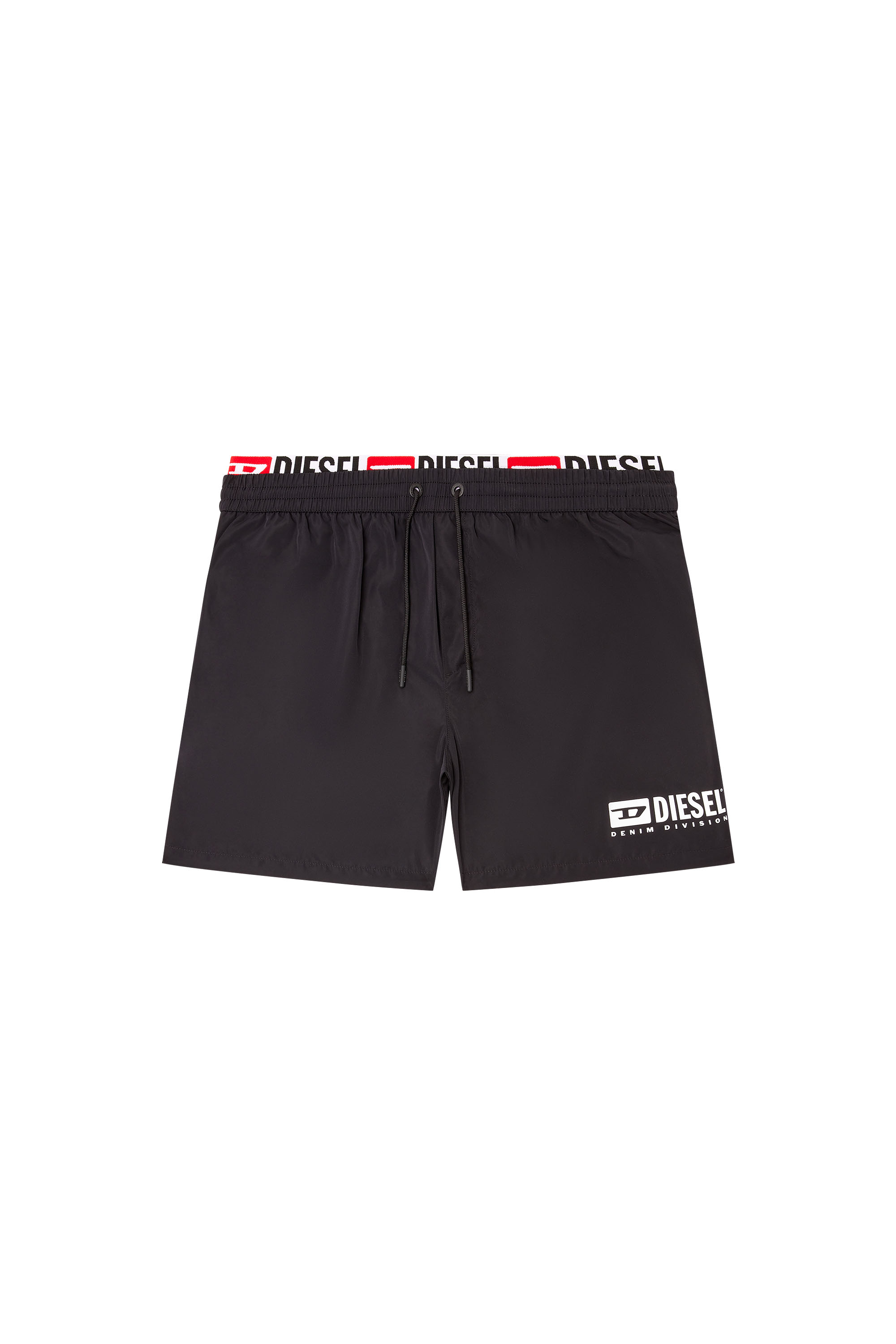 Diesel - VISPER-41-D-CORE, Man's Mid-length swim shorts with logo print in Black - 4