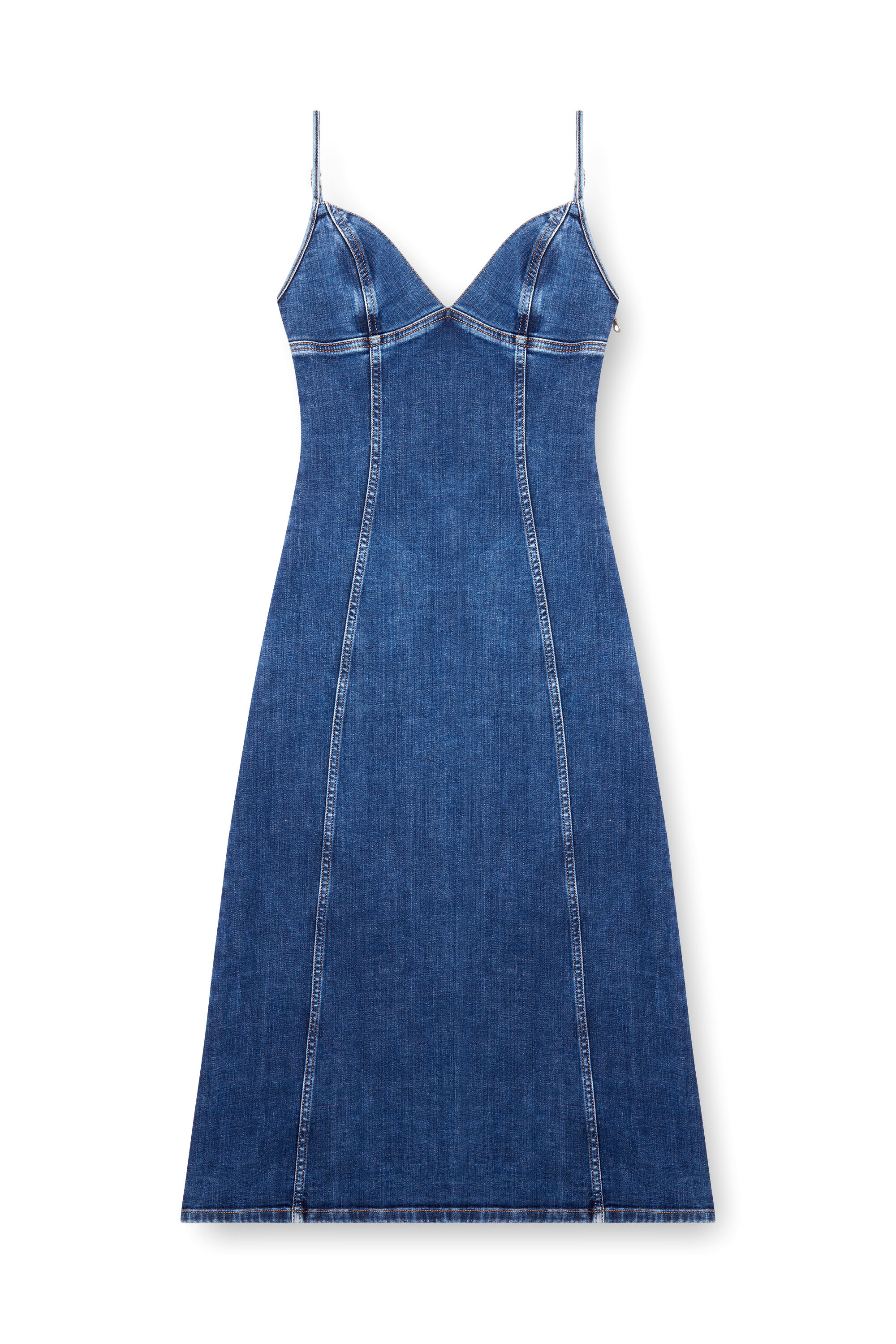 Diesel - DE-FULVY-DRESS-D, Mujer Vestido midi de tirantes en denim in Azul marino - Image 4