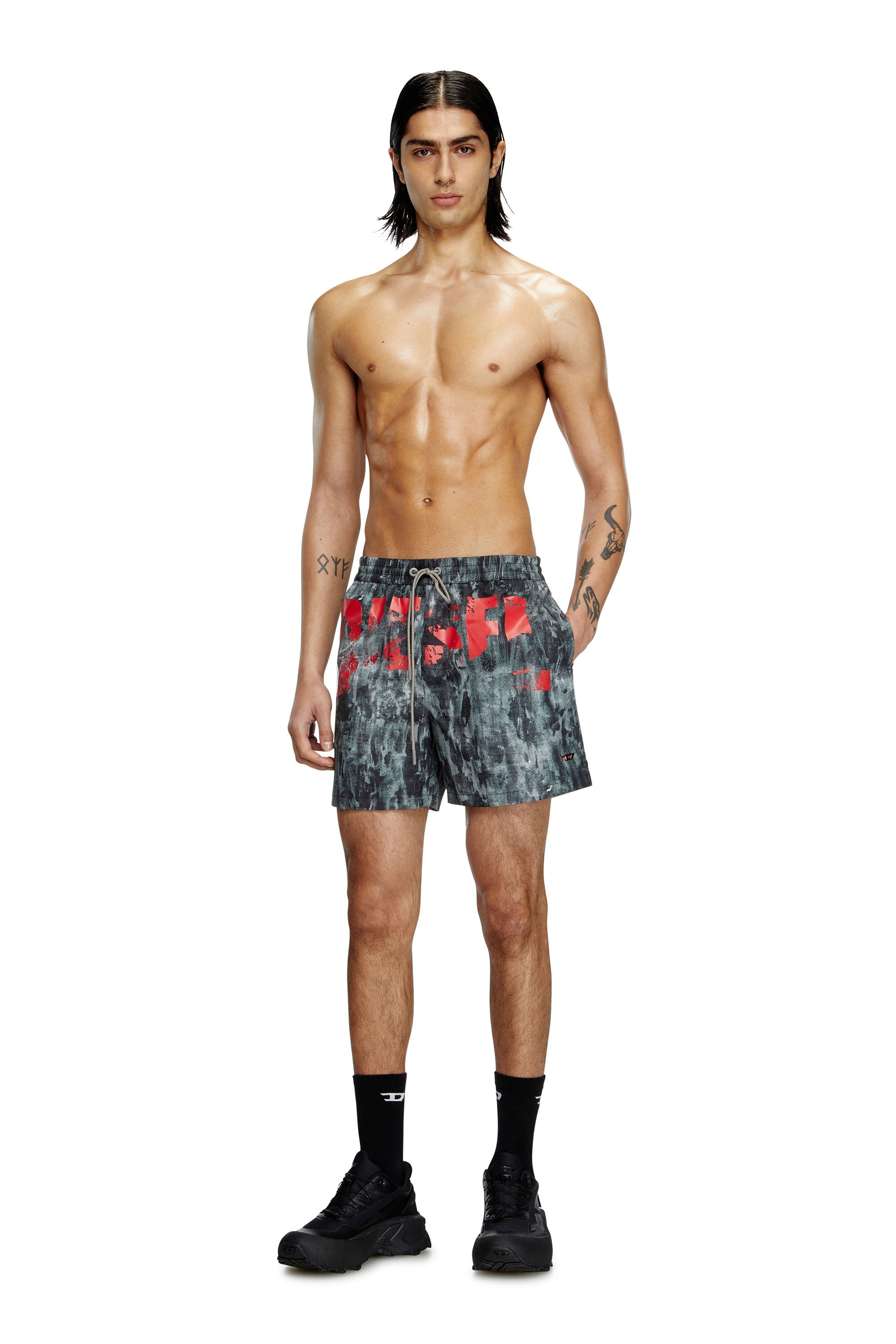 Diesel - RIO-41-D-POP, Bañador de longitud media con estampado gráfico Hombre in Negro - 1