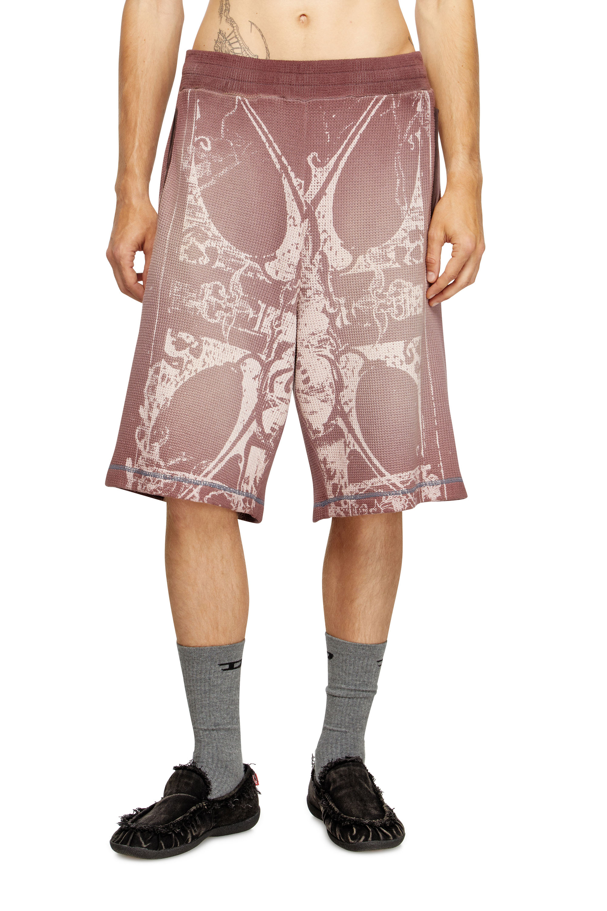Diesel - P-WARKY-SHORT, Pantalones cortos de gofre con estampado medieval Hombre in ToBeDefined - 1